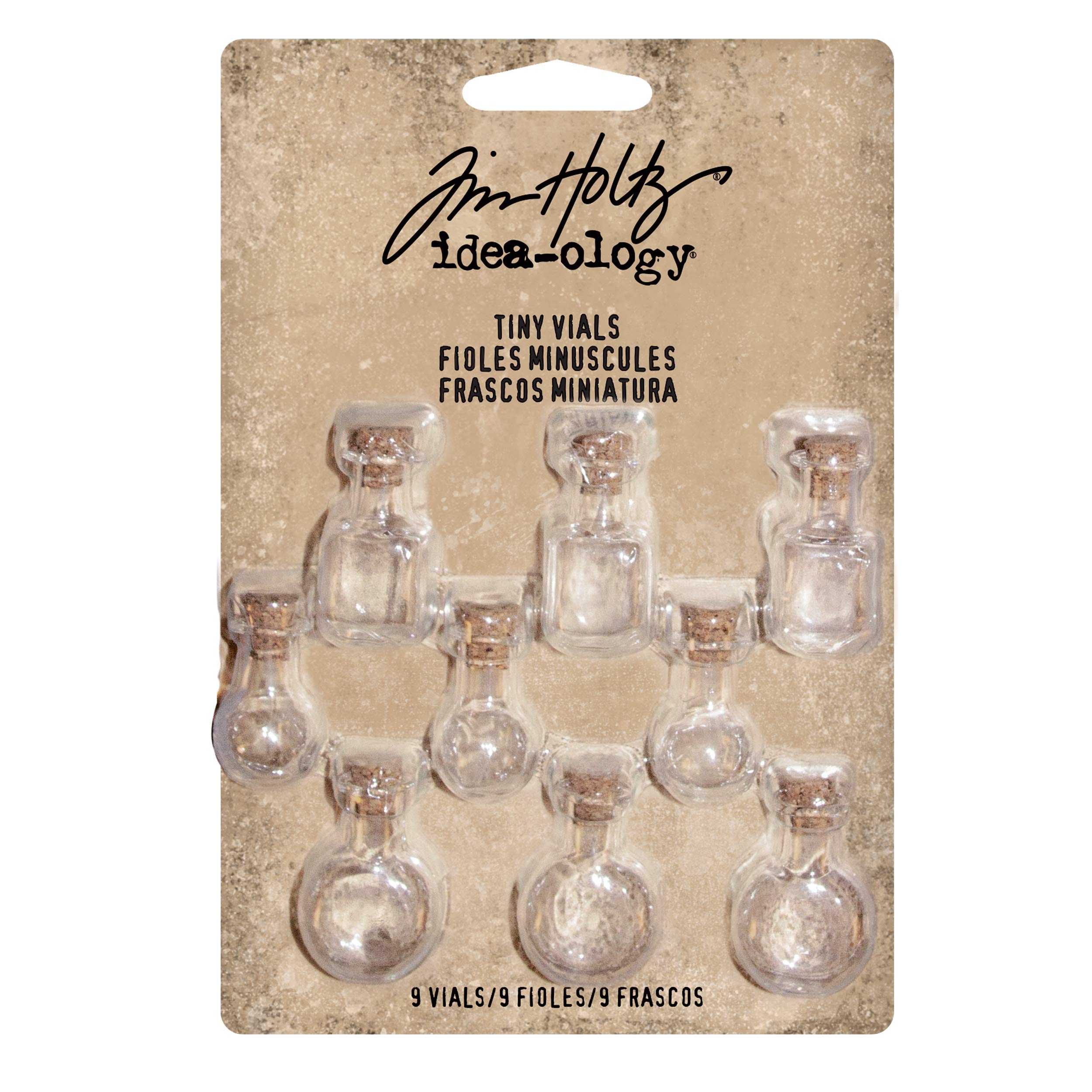 Tiny Glass Vials by Tim Holtz Idea-ology, Pack of 9, Assorted Sizes, TH93201