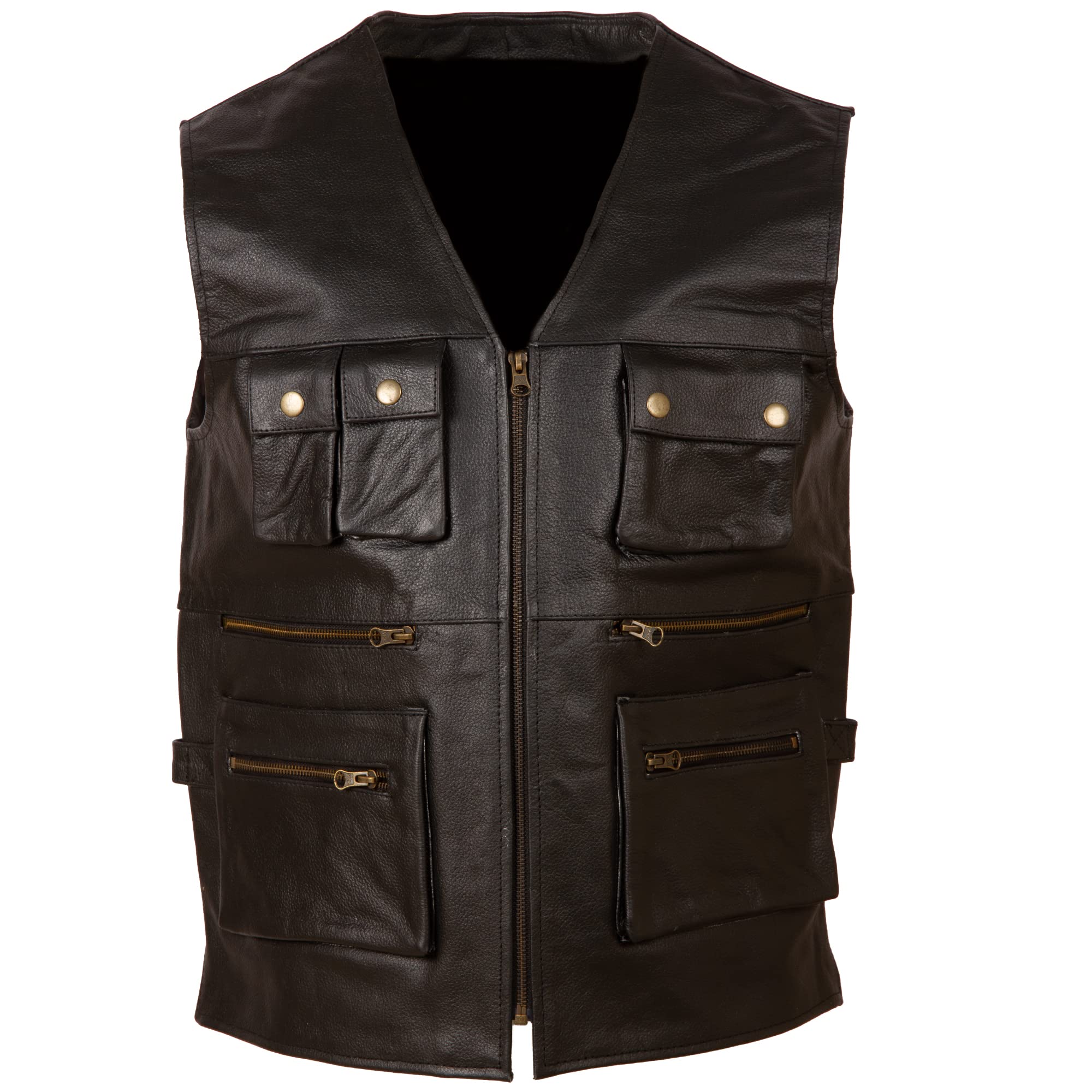 AviatrixMen's Real Leather Fishing Travel Outdoor Hunting Waistcoat (TJUP)