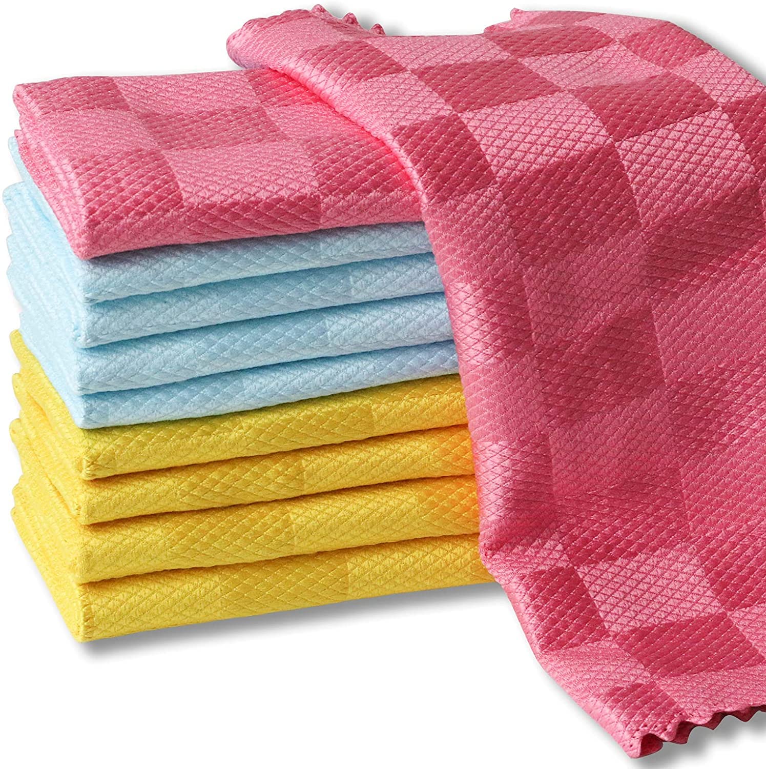 P-PLUS INTERNATIONAL Streak Free Miracle Cleaning Cloth Nanoscale Streak-Free Cloths Reusable Lint-Free Absorbent Towels Washable Microfiber Cleaning Cloth for Glasses (Towel D Pack of 10)