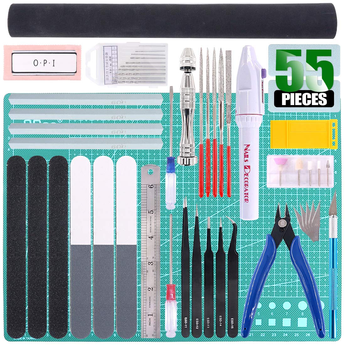 Keadic 55Pcs Professional Modeler Basic Tools Craft Set Hobby Building Tools Kit with a Plastic Case for Gundam Car Model Building Repairing and Fixing