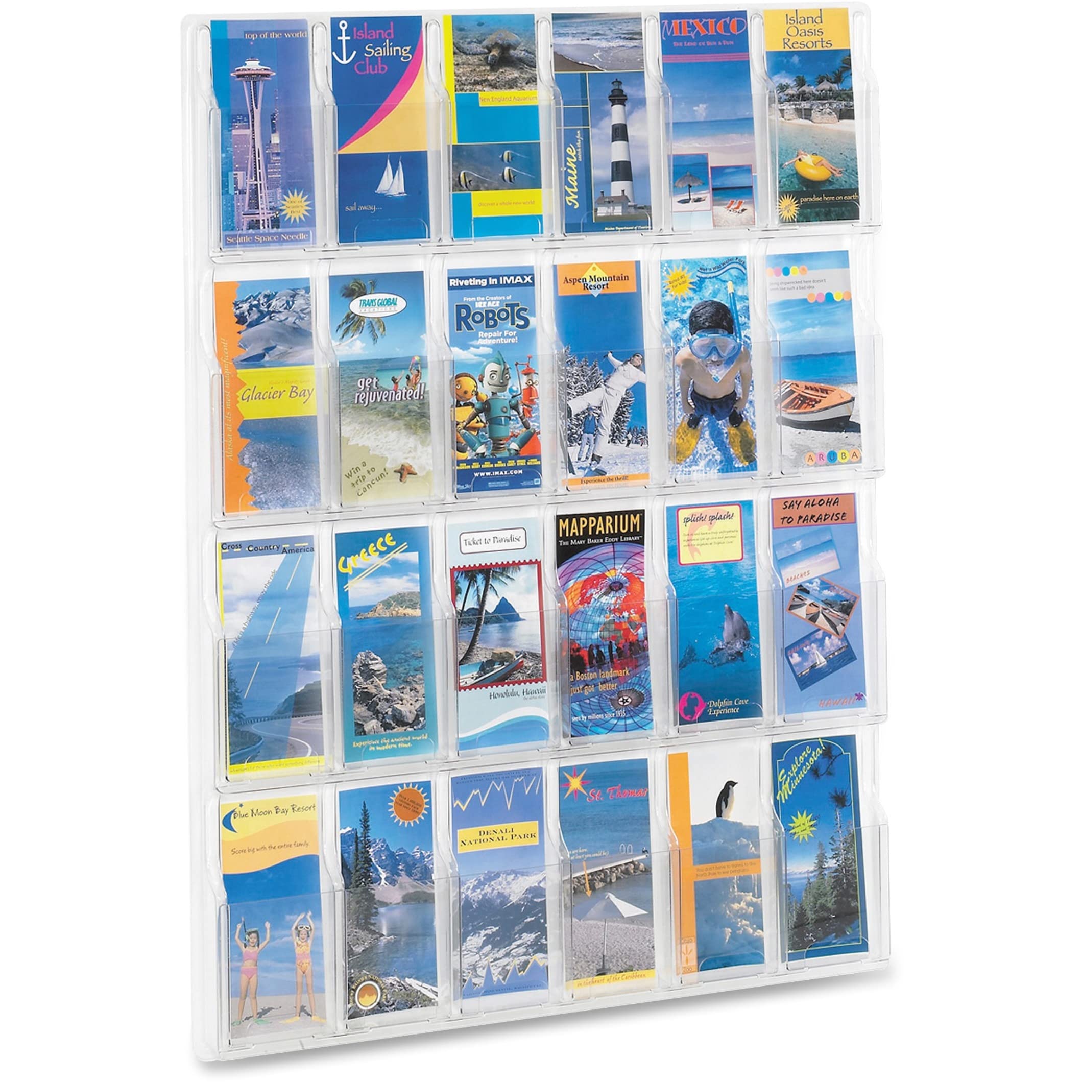 Safco Products Reveal 24 Pamphlet Display; 5601CL; Wall Mountable; Thermoformed Plastic Resin Construction; No Sharp Edges or Corners;Clear;41x30x2