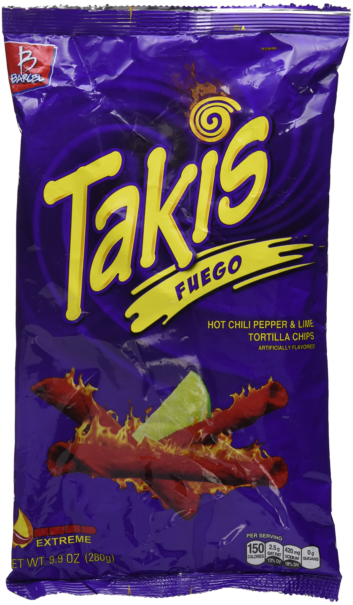 Buy Bracel, Takis, Fuego Hot Chili Pepper & Lime Tortilla Chips, 9.9 ...