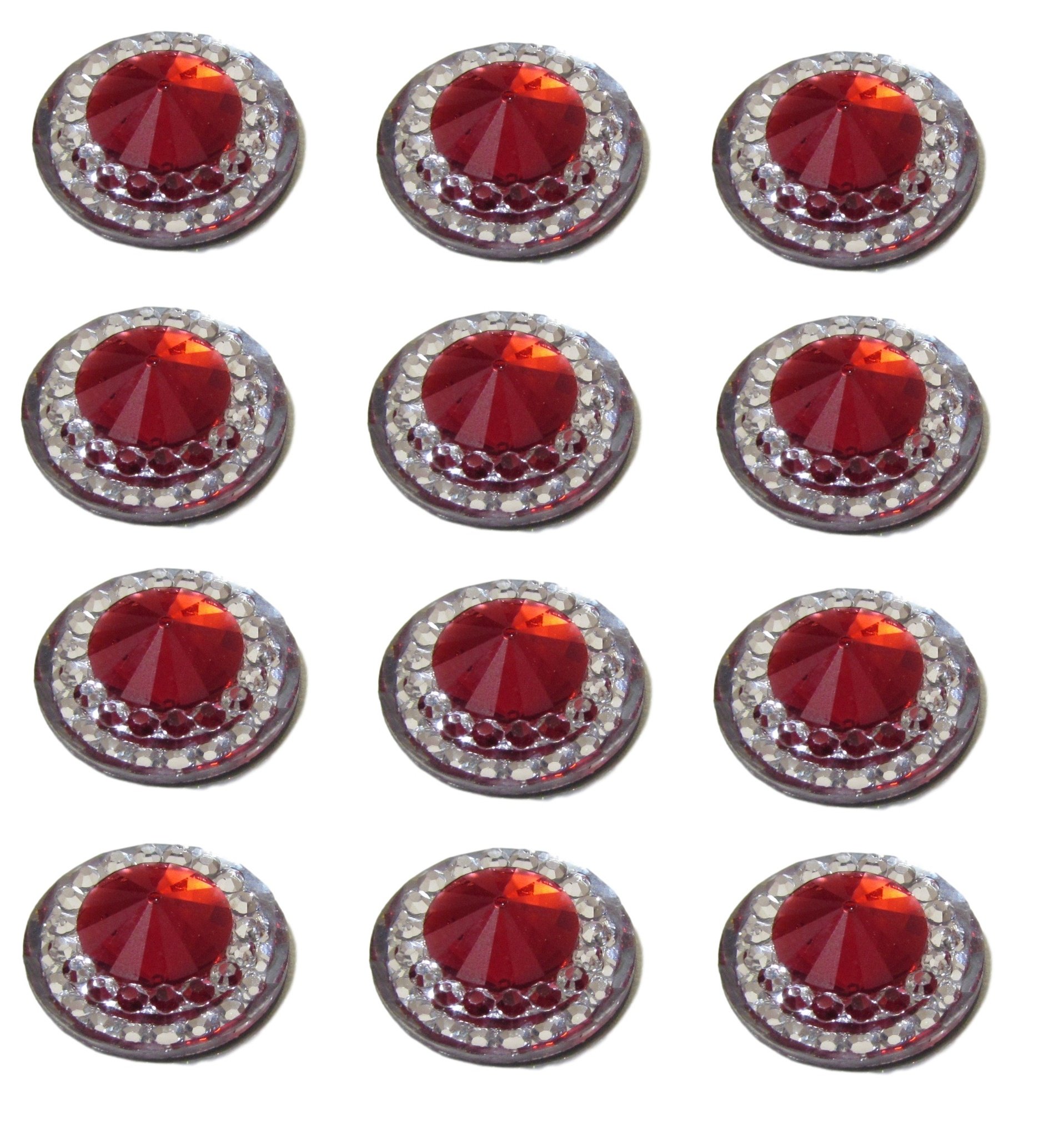 Syntego40 x Self Adhesive Round Diamante Rhinestones Acrylic Crystals Stick on Gems for Card Making (Red)