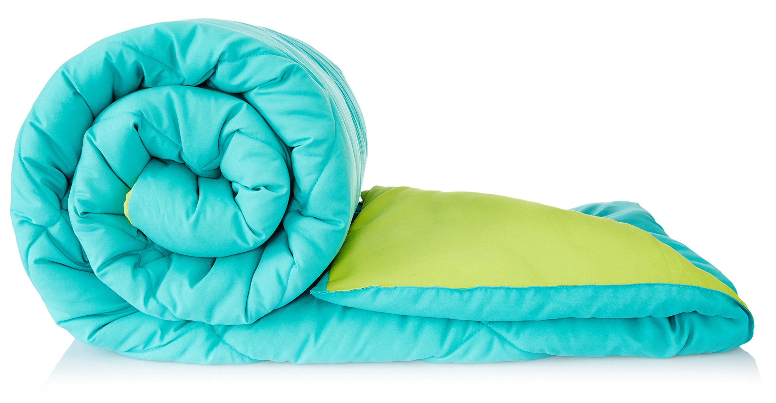 Amazon Brand - Solimo Microfiber Reversible Comforter, Single (Aqua Blue & Olive Green, 200 GSM)