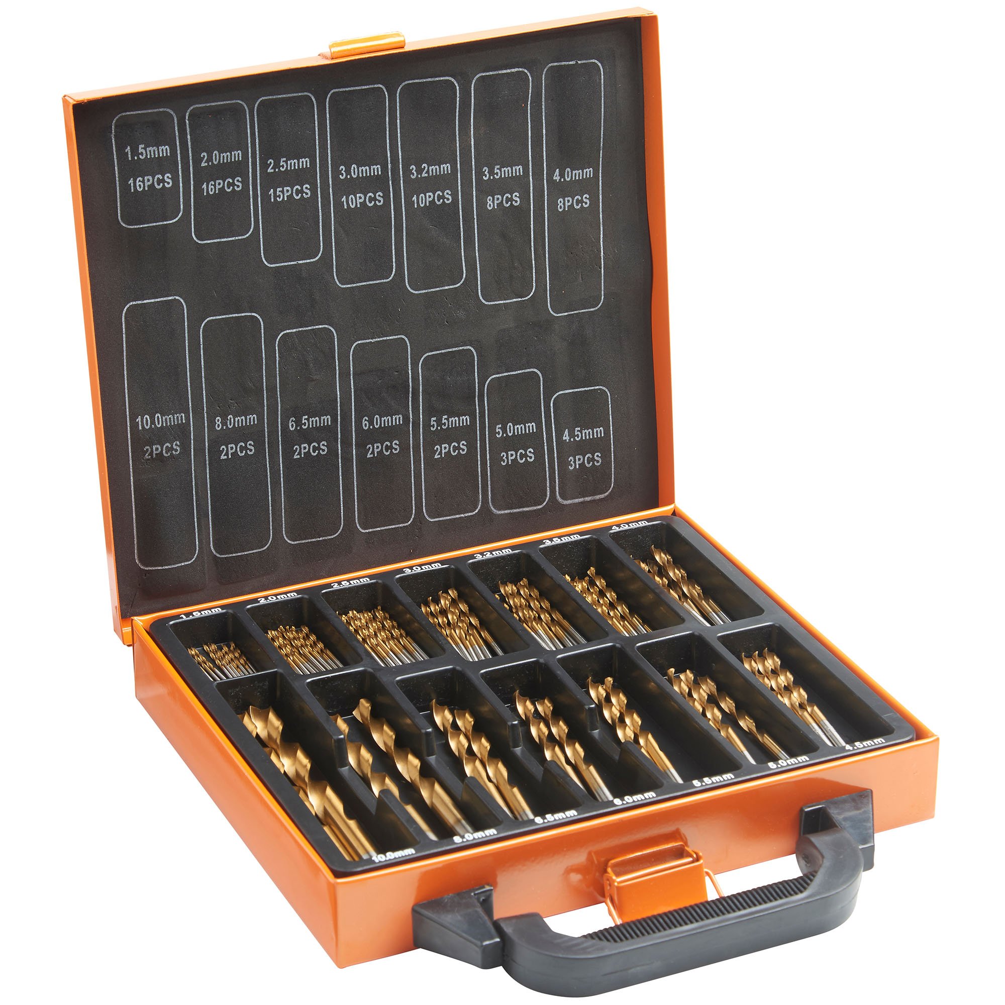 VonHausHSS Metal Drill Bit Set with Carry Case Organiser - 99 Pcs 1.5-10 mm High Speed Steel Bits Titanium Coated Steel - For Drilling Wood, Masonry and Metal - Accessories Drills and Screwdrivers