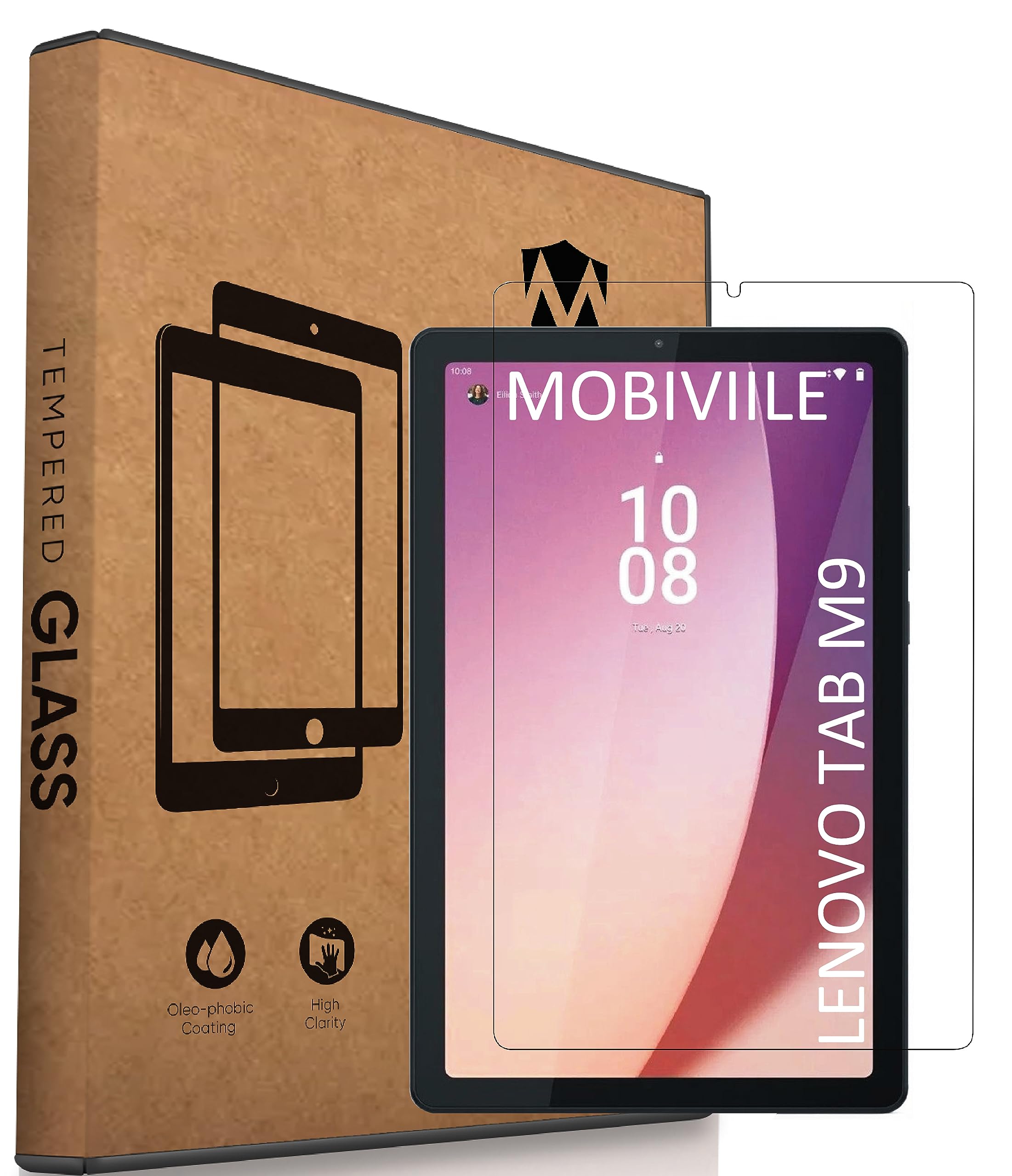 MOBIVIILE Tempered Glass Screen Guard Protector For Lenovo Tab M9 9 inch (ZAC50115IN / ZAC50120IN / ZAC50163IN) (PACK OF1)