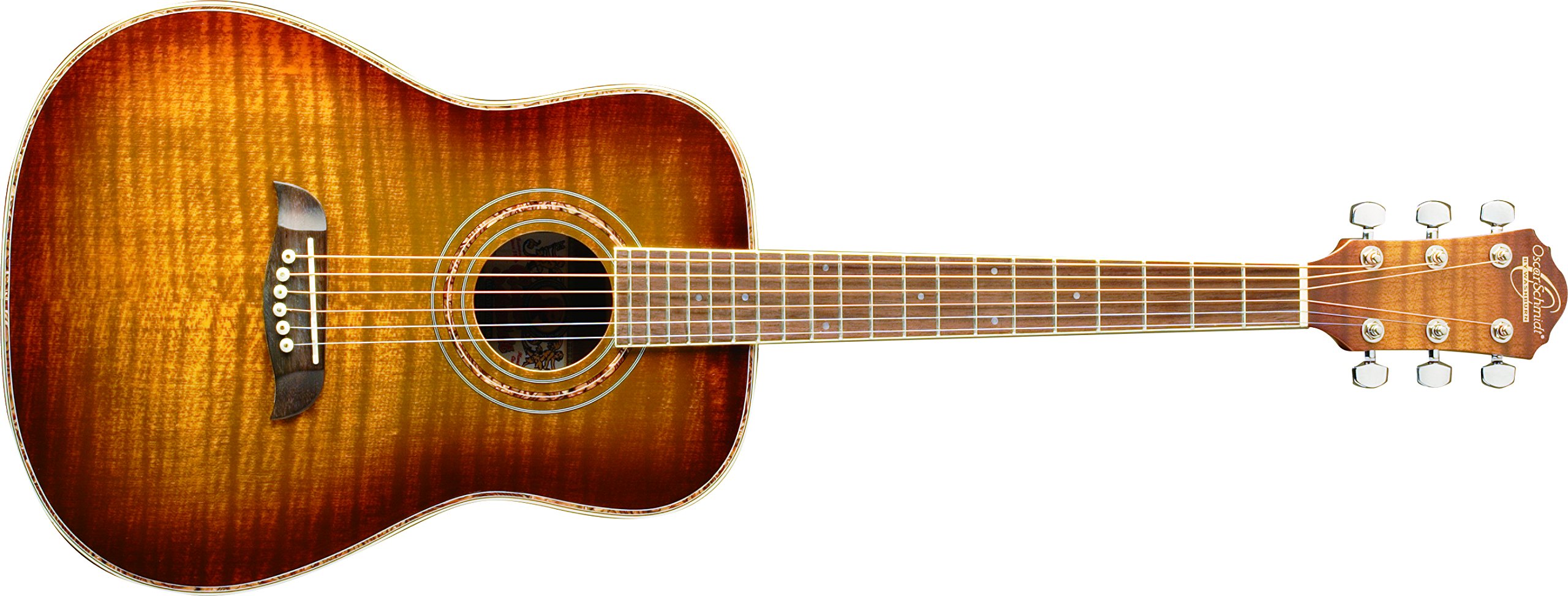 Oscar SchmidtOG1FYS-A-U 3/4 Size Dreadnought Acoustic Guitar (High Gloss) Flame Yellow Sunburst