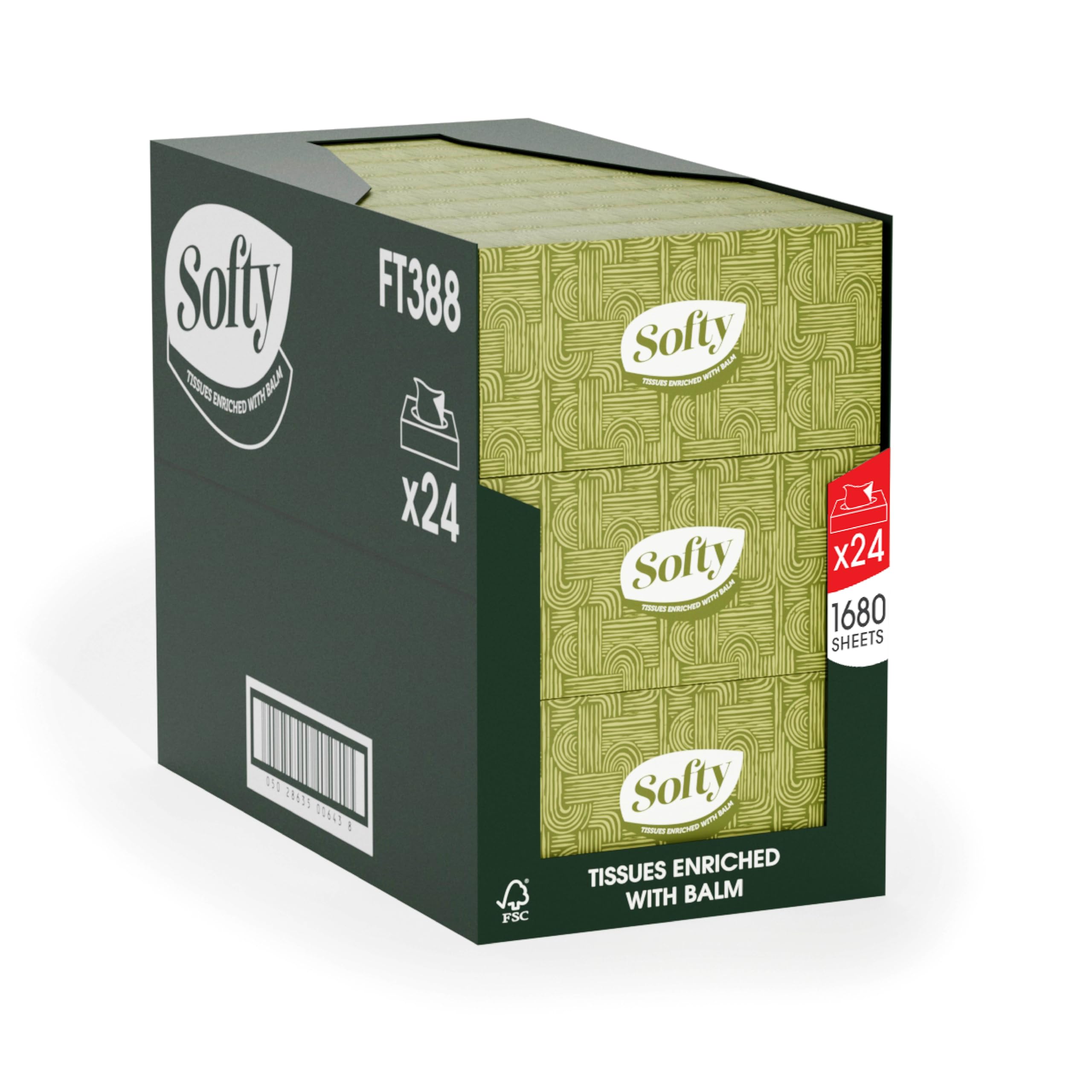 SoftyLuxury Facial Tissues - Gentle on Skin Enriched with Balm Bulk Buy - 24 Boxes of 70 x 3-Ply Tissues