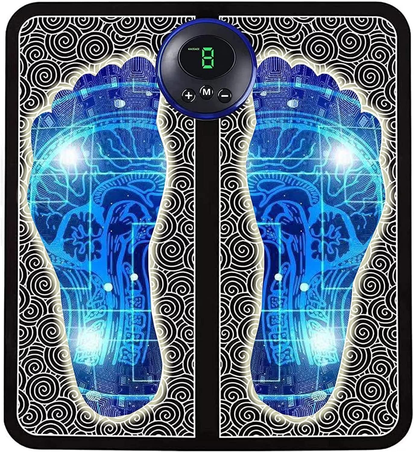 Check My Kart Foot Massager Pain Relief Wireless Electric EMS Foot Massage Machine, Rechargeable Portable Massager with Folding Automatic Pad, 8 Mode19 Intensity for Legs,Therapy Set