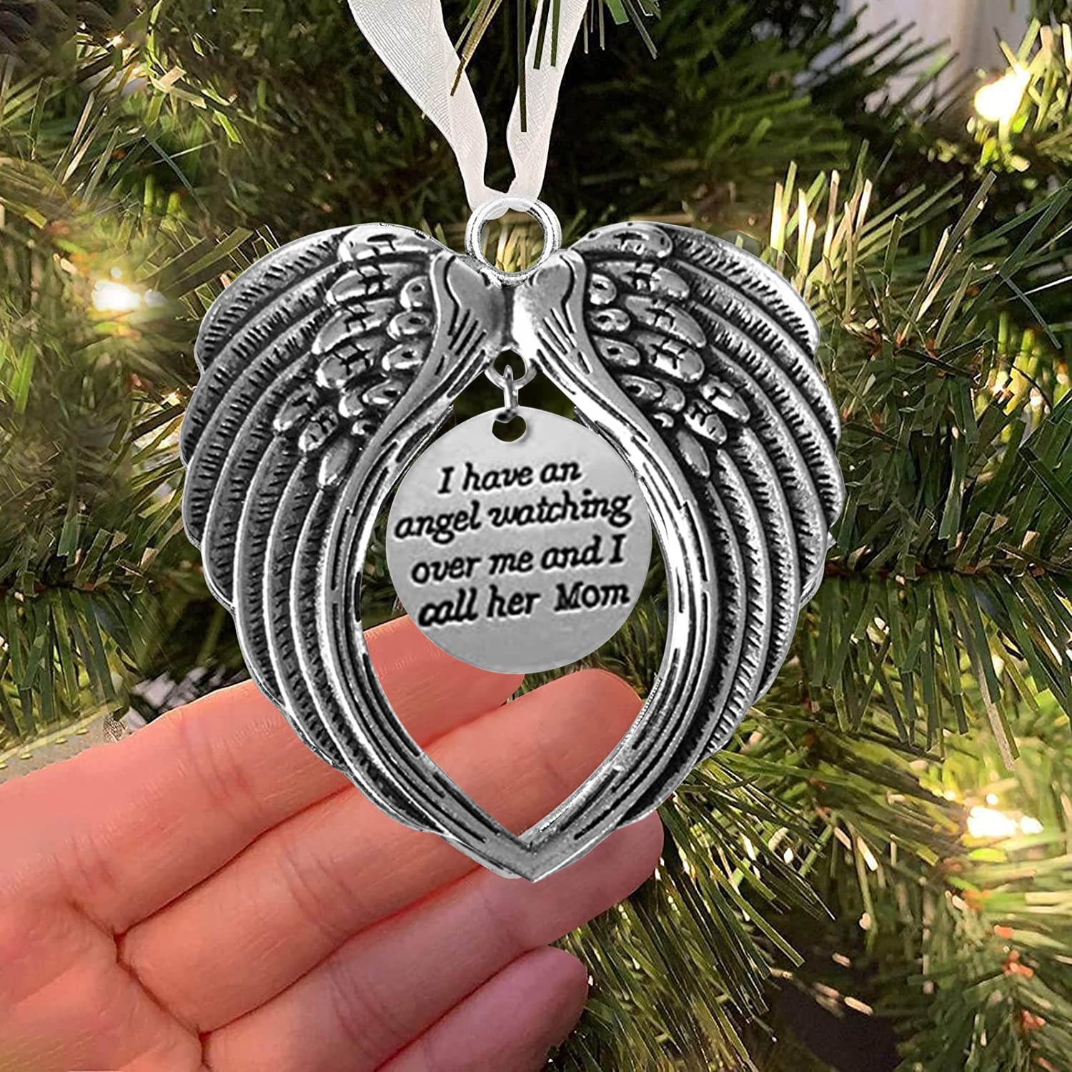 Christmas Loved One in Heaven Angel Wings Memorial Ornaments, I Have a Angel Watching Over Me I Call Her Grandma in Memory of Loved One Loss of a Grandmother Christmas Tree Hanging Sympathy Gifts