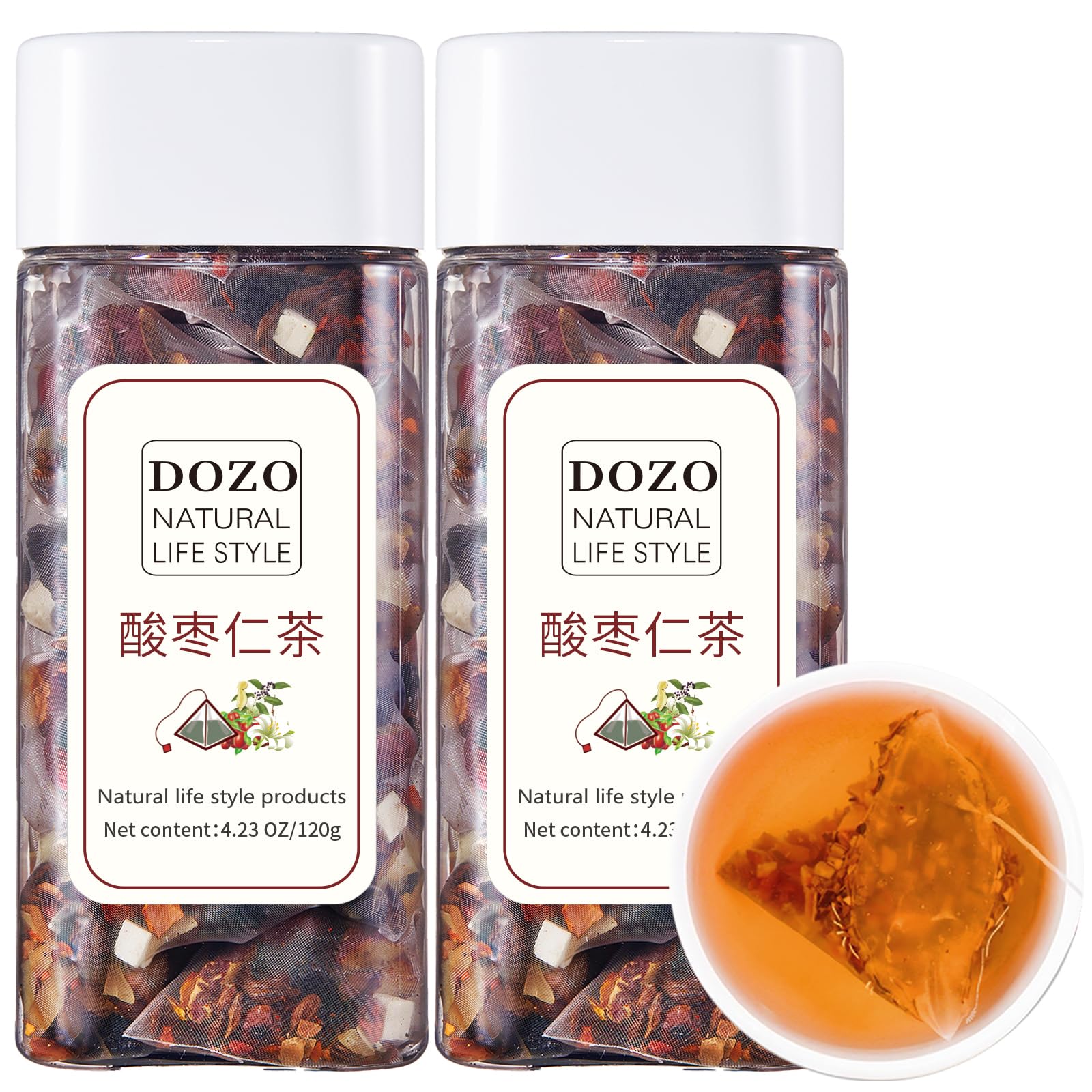 DOZO Sour Jujube Kernel Poria Cocos Tea Sleep Tea 8.46oz/240g Good Night Tea Sour Jujube Seed Lily Poria Mulberry Malt Jujube Goji Berry Gardenia Combine Tea Bags 酸枣仁百合茯苓茶 安神助眠茶