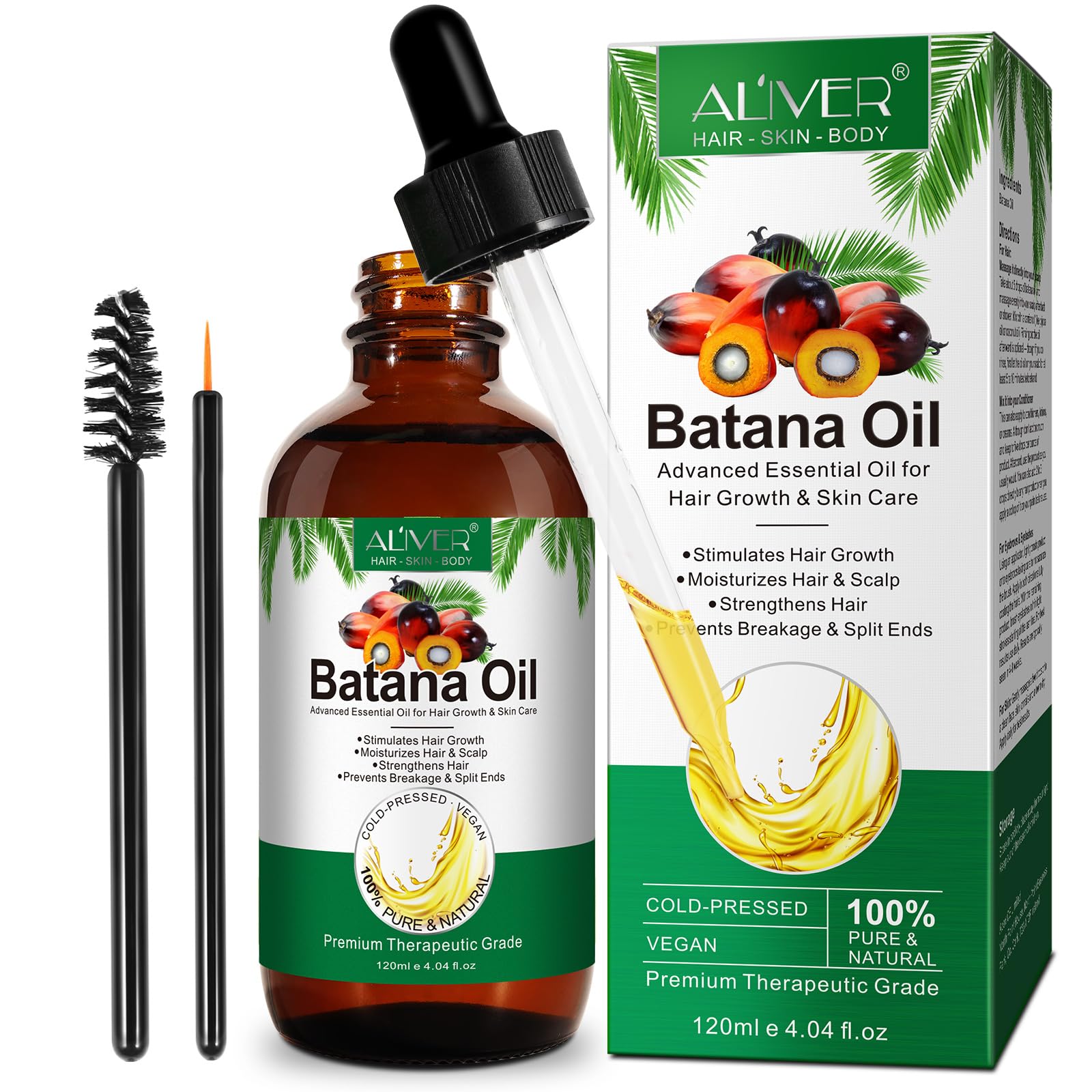 120ml Batana Oil for Hair Growth, Raw Batana Oil Organic, Strengthening and Thickening Hair, Repair Damaged Hair, Nourishes Scalp, Natural Batana Oil for Hair, Skin & Nails, 4.04 fl.oz