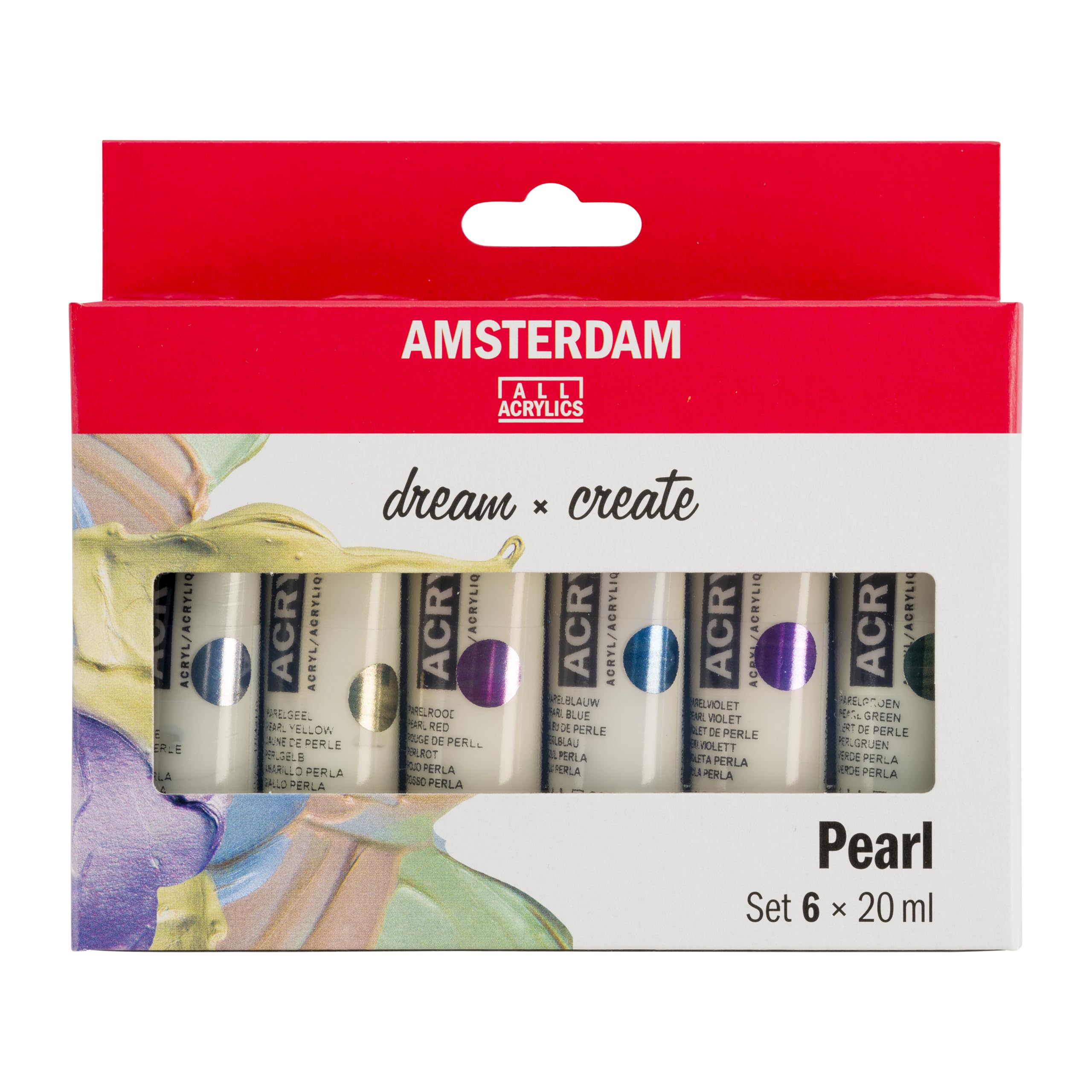 Amsterdam Standard Series Acrylic Paint Set | Pearl Set (6 x 20 ml Tubes) | 6 Shiny Pearlescent Colors | Special Effect Paint