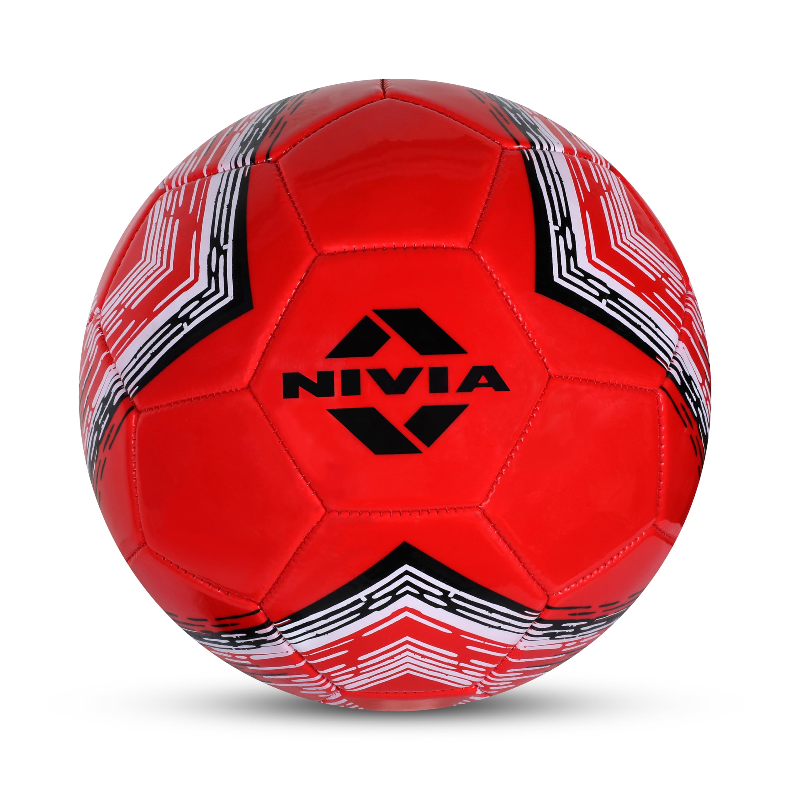 Nivia World Fest Country Colour (England)/Foamed PVC Stitched/32 Panel/Suitable for Grassy Ground/Recommended for Under 12 Years Age Group/Soccer Ball/Size - 5 (Red)