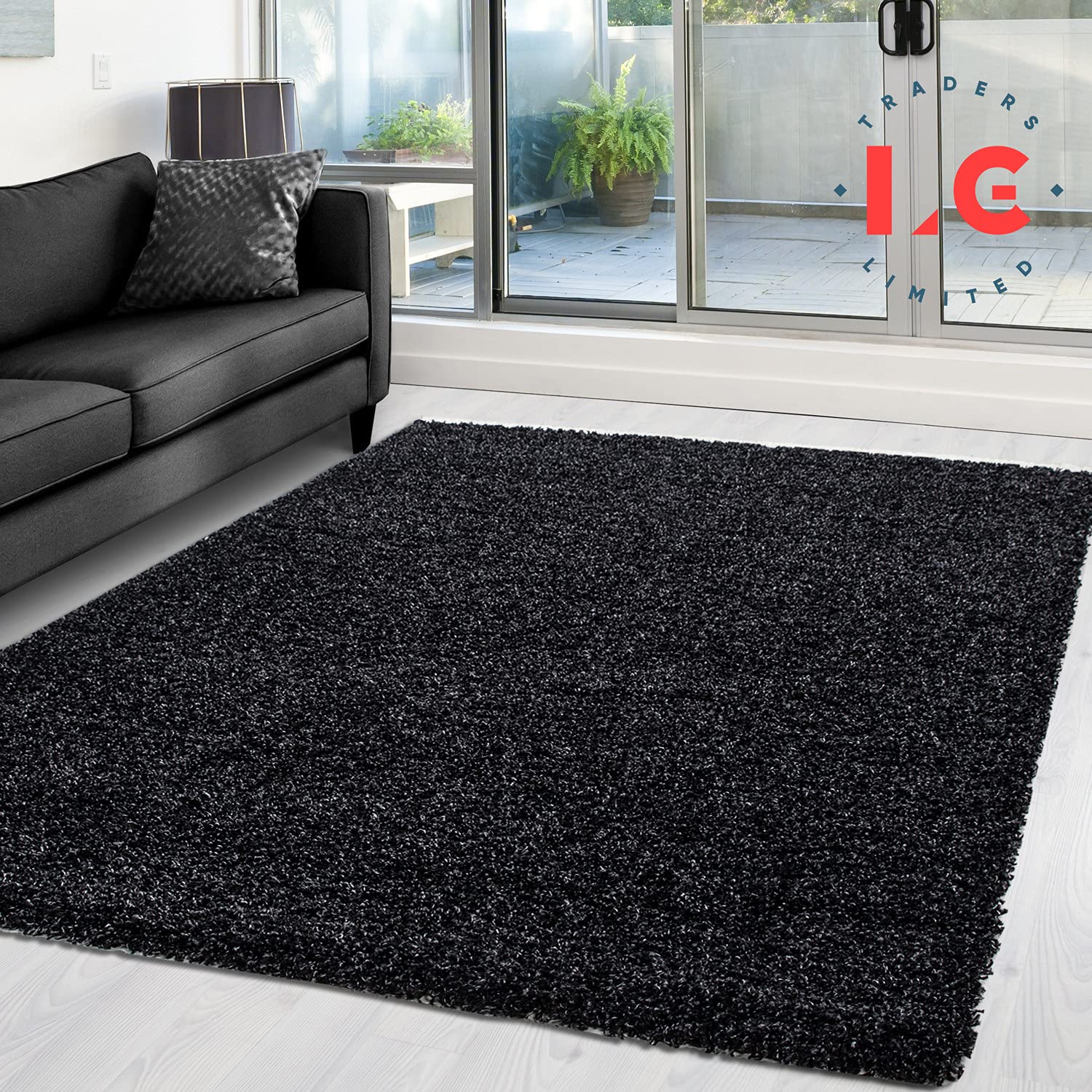 LG TRADERS LIMITED EXTRA THICK HEAVY PILE SOFT LUXURIOUS SHAGGY MODERN AREA BEDROOM HALL RUG RUNNER MAT (Anthracite, 120 x 170 cm)