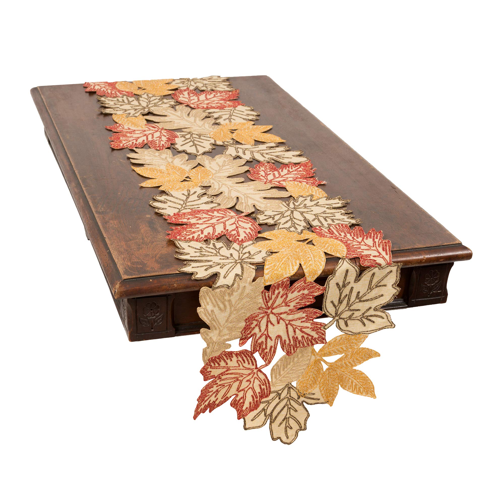 Xia Home Fashions Autumn Leaves Table Runner, 15''x54'', Beige