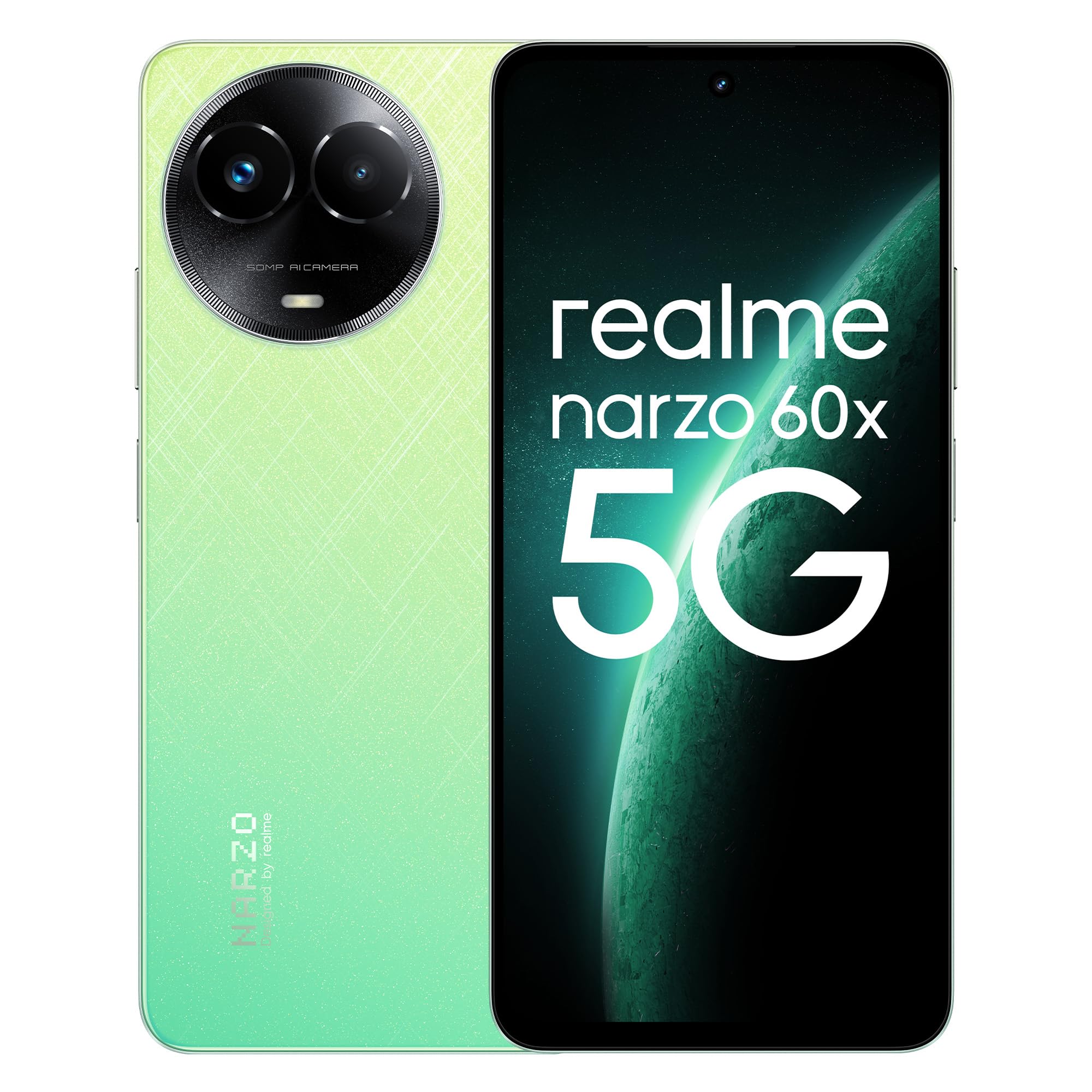 realme narzo 60X 5G (Stellar Green, 4GB, 128GB Storage) Up to 2TB External Memory | 50 MP AI Primary Camera | Segments only 33W Supervooc Charge