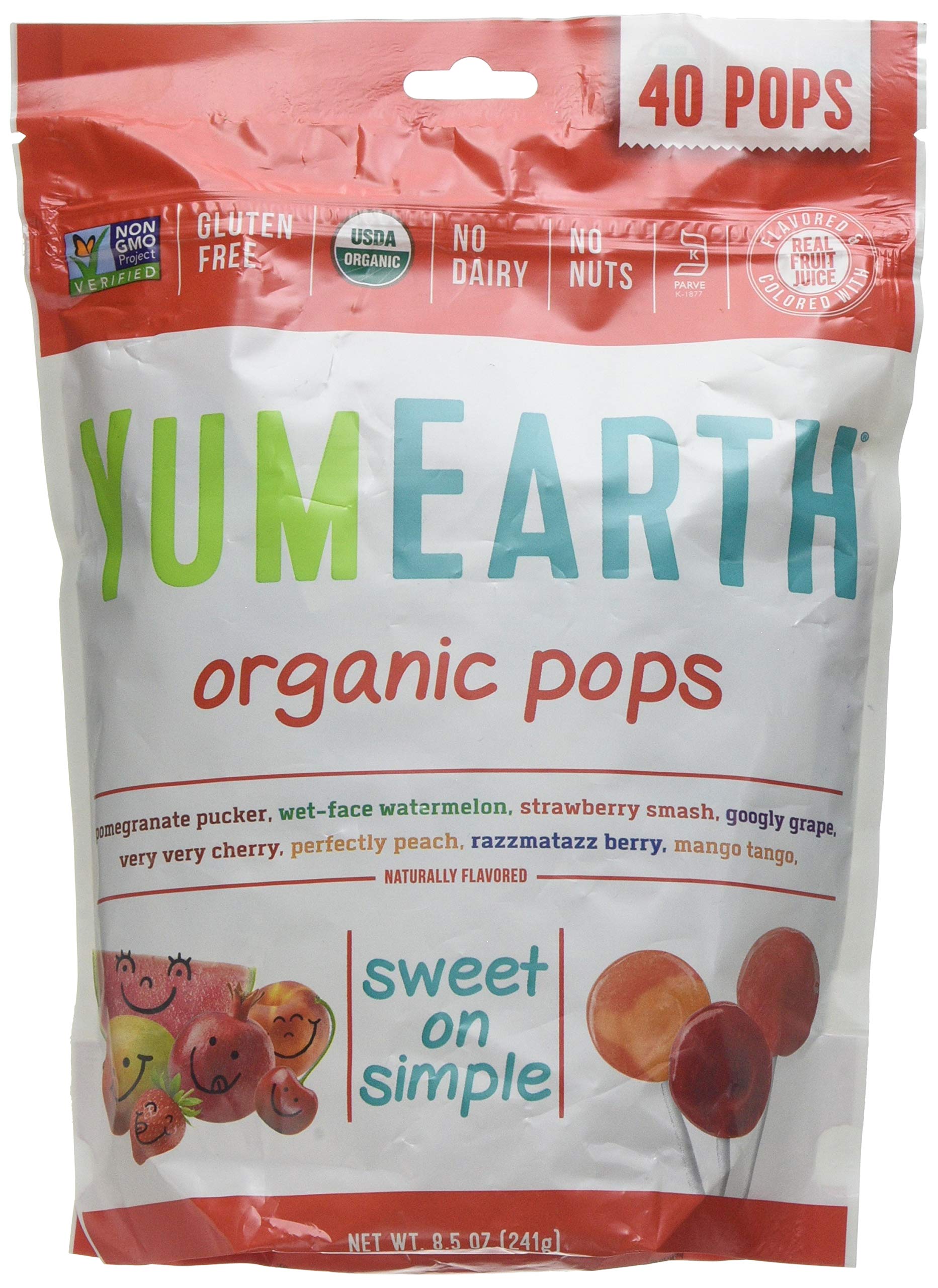 YumEarth Organic Lollipops, 8.5 Ounce Bag ( Packaging May Vary ) (Pack of 12)