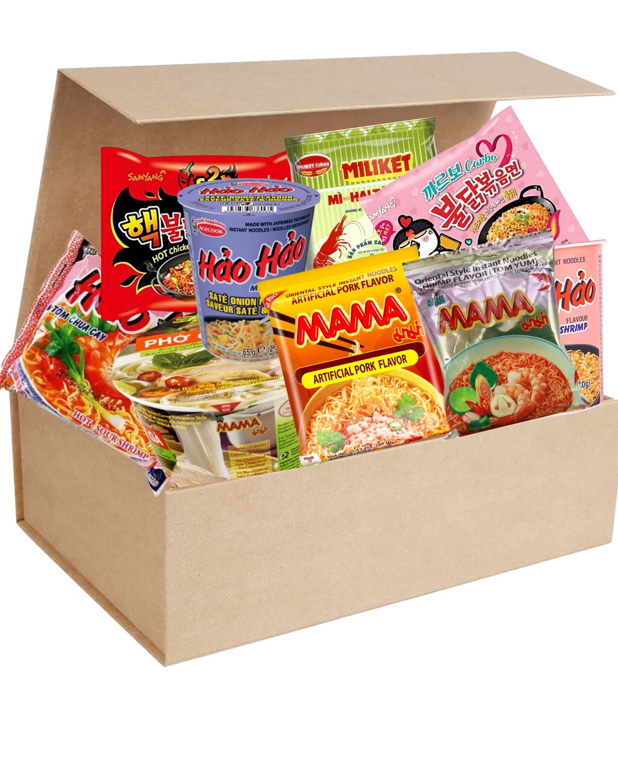 Dakoli Asian Instant Ramen - Variety Bundle Care Package with Chopsticks for College Students, Camping, & Traveling (12 Pack Assorted)