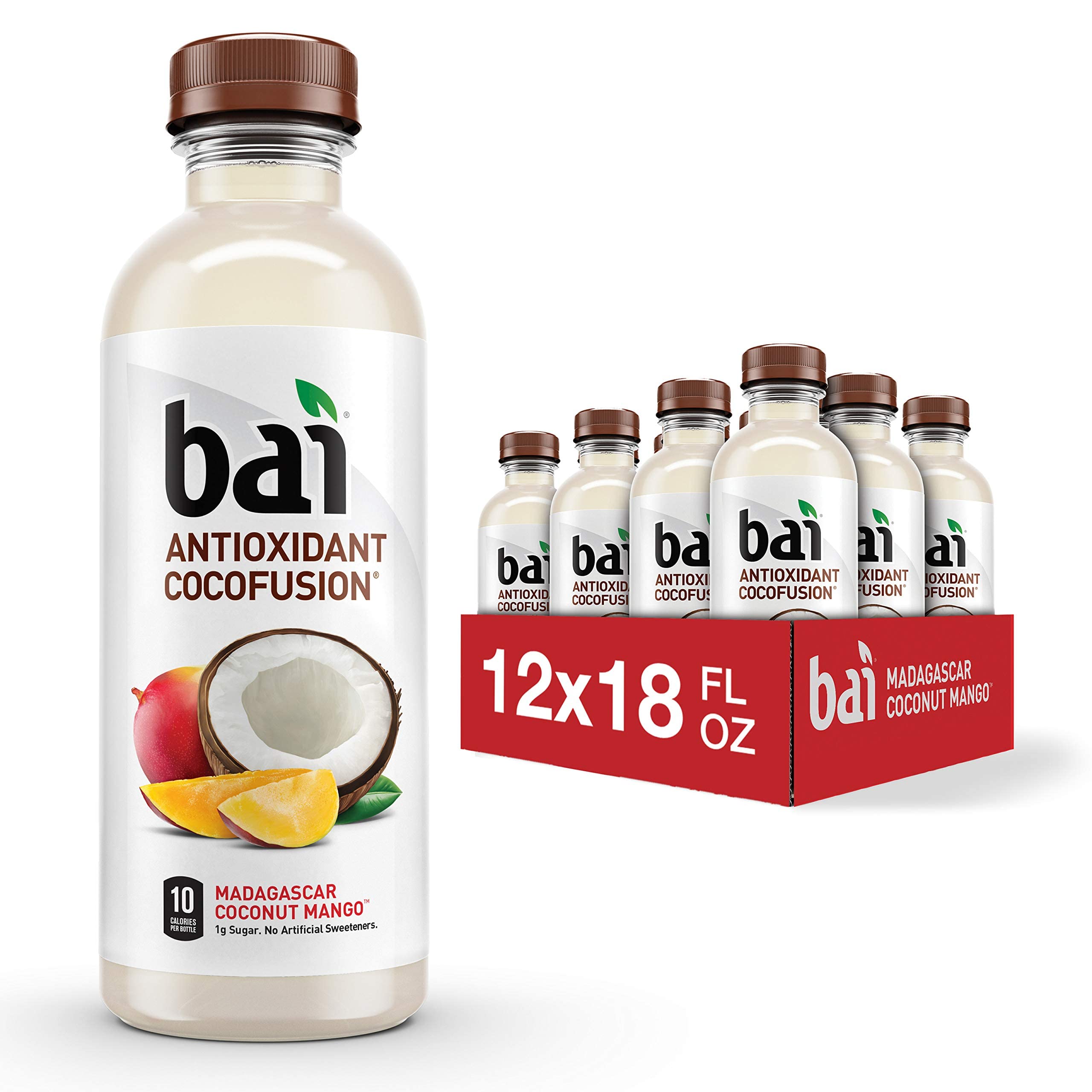 Bai Coconut Flavored Water, Madagascar Coconut Mango, Antioxidant Infused Drinks, 18 Fluid Ounce Bottle (Pack of 12)