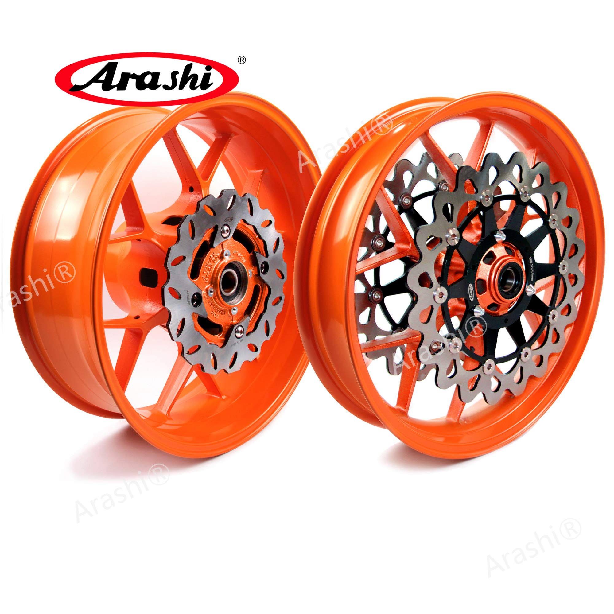 Arashi Front Rear Wheel Rims and Brake Disc Rotors for Honda CBR1000RR 2004 2005 Motorcycle Replacement Accessories CBR 1000 CBR1000 RR 1000RR 1000CC Repsol Orange 04 05