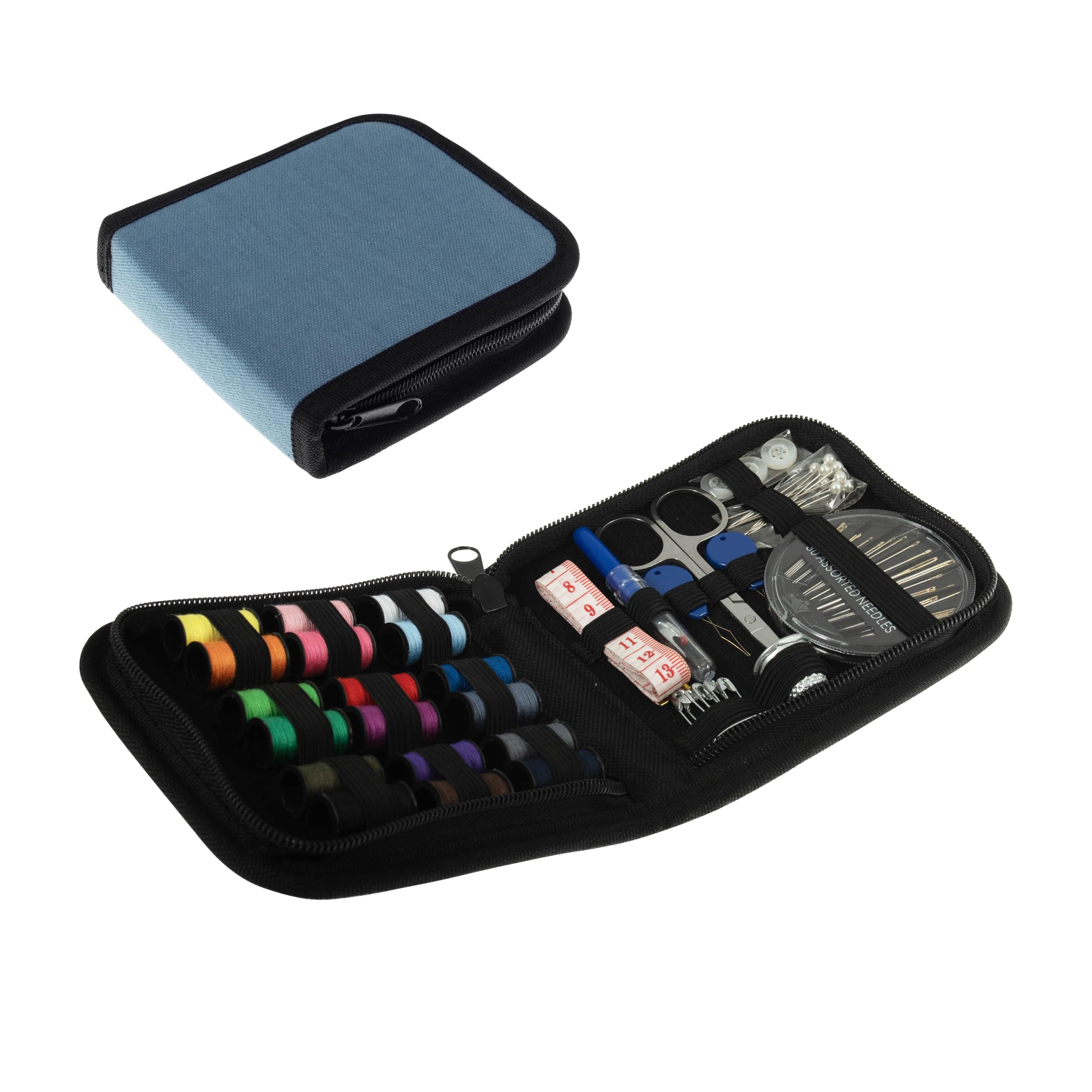 Trimits Travel Sewing Kit – Portable Case for Adults, Beginners, DIY, Home, Travel, Emergency, Button Repair & Clothing Fixes with Thread Needles Scissors Tape Buttons & More – 12.5 x 12 x 3cm