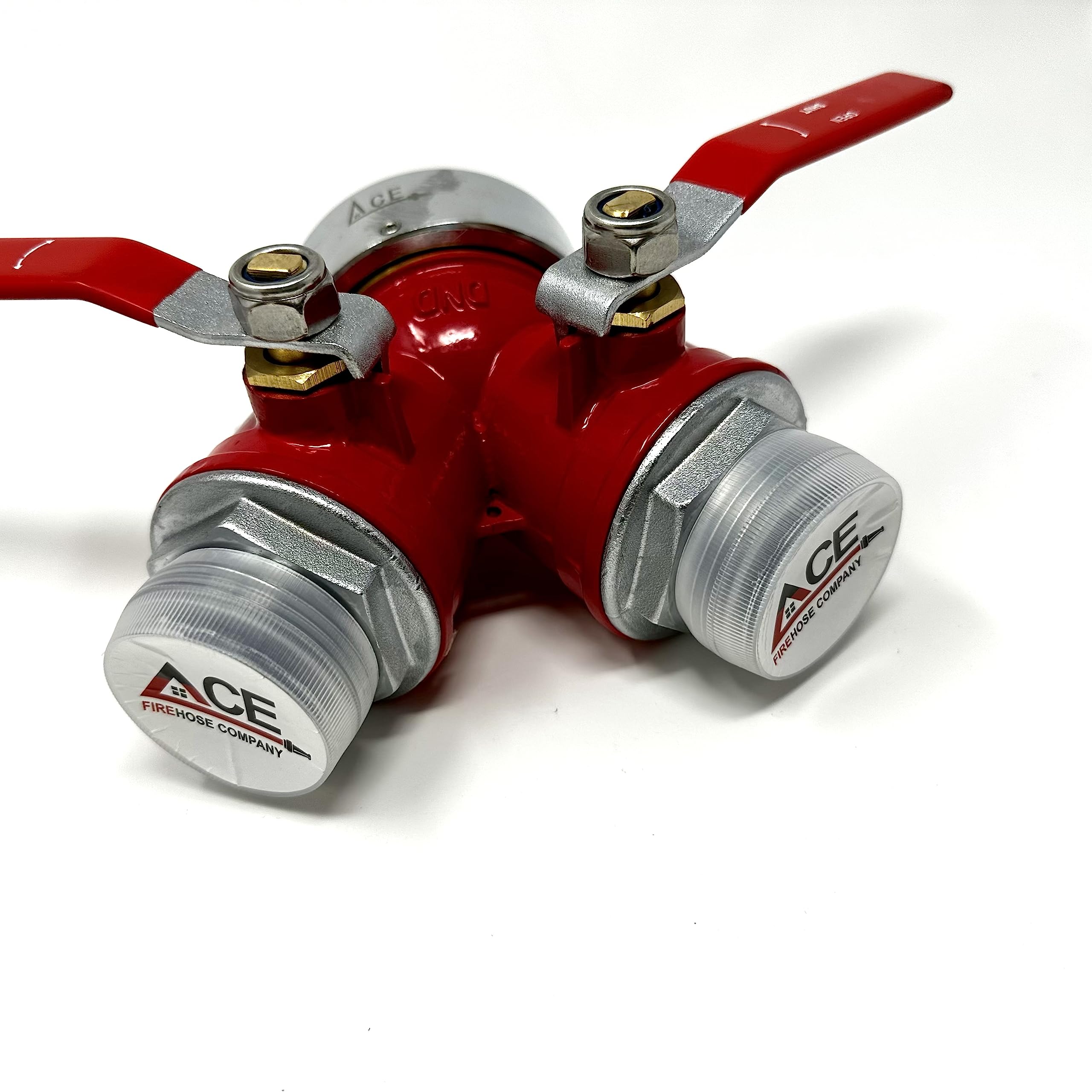 ACE FIRE Preparedness Brass Hydrant Hose splitter Gated Valve Wye 2-1/2" x 1-1/2" Color: Red, size: 2.5" x 1 1/2" out, Material: Brass