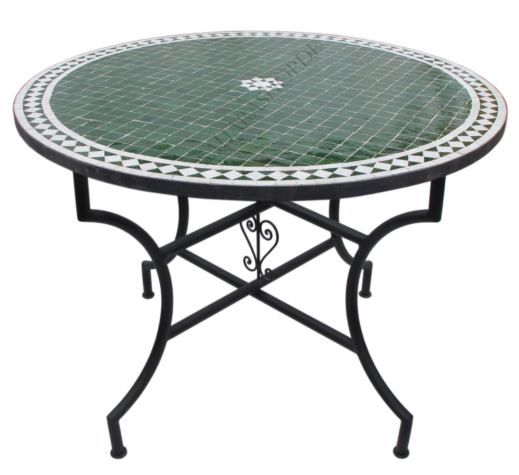 Saharashop Mosaic Table Round Diameter 120 cm Fleur Green