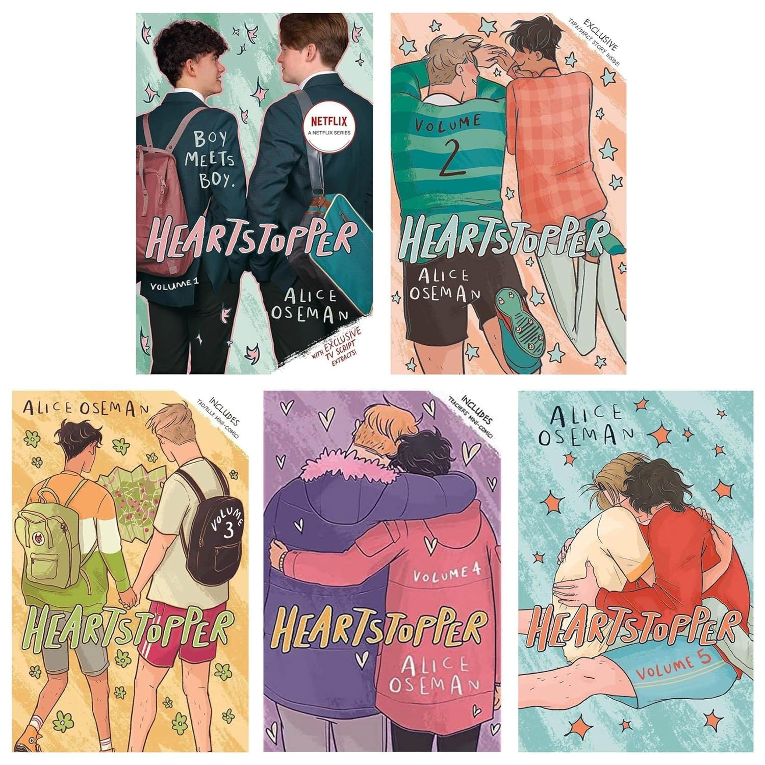 Heartstopper Series (Volumes 1-5) Books Collection Set By Alice Oseman