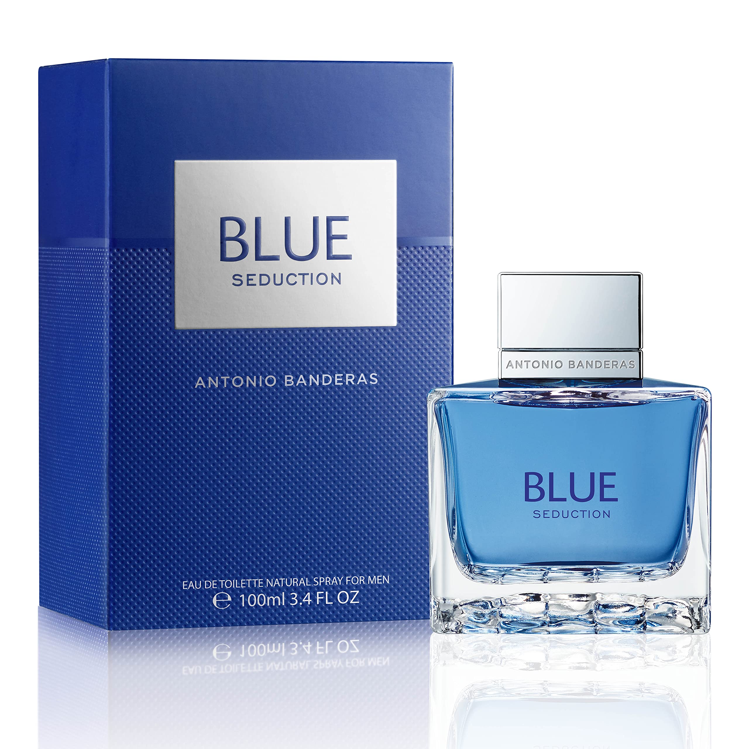 Banderas Blue Seduction Eau De Toilette for Men - Fresh, Romantic, Fruity Scent - Woody, Aquatic Notes of Apple, Sea Water - Ideal for Day Wear - 3.4 Fl Oz