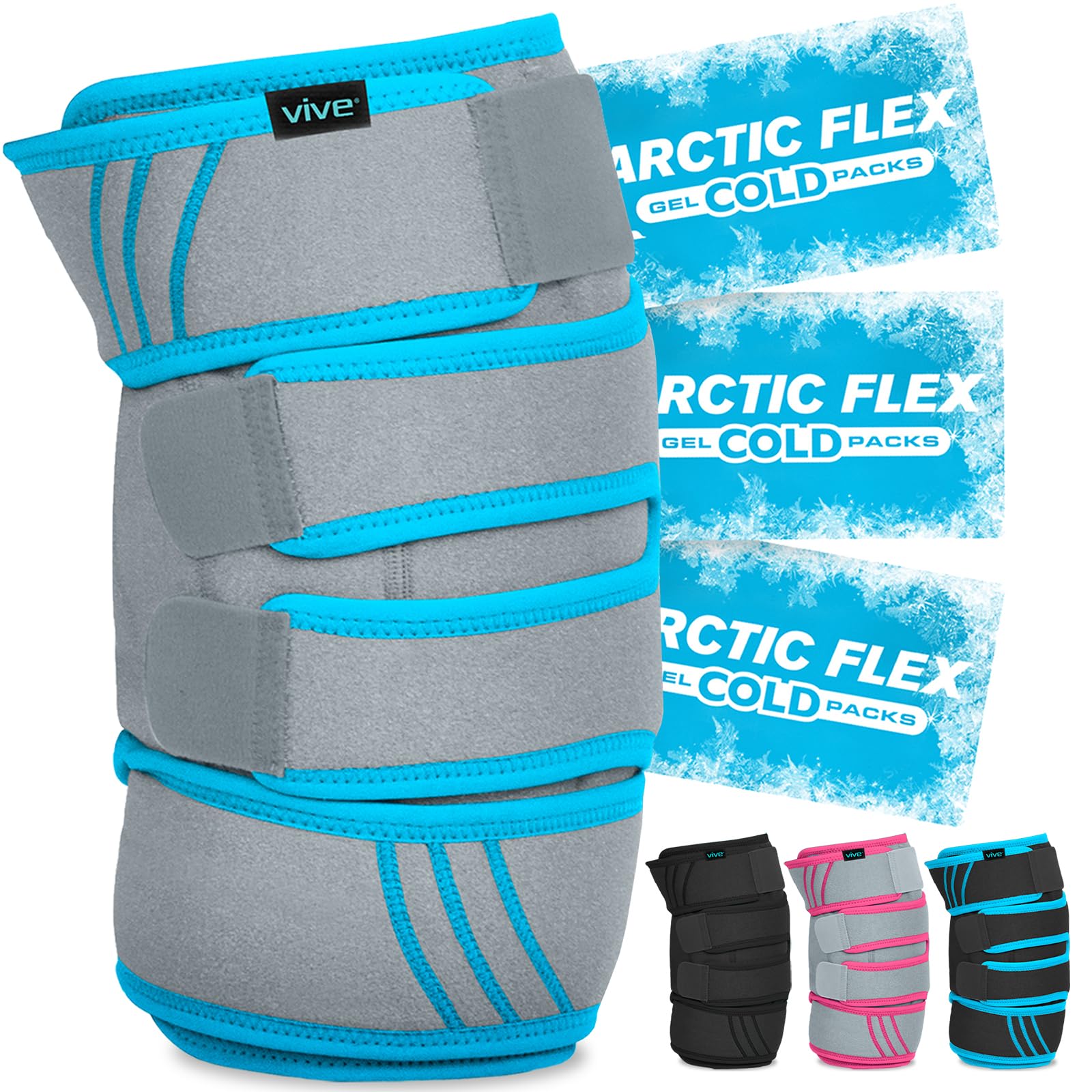 Vive Knee Ice Pack Wrap - Cold/Hot Gel Compression Brace - Heat Support Strap for Arthritis Pain, Tendonitis, ACL, Athletic Injury, Osteoarthritis, Women, Men, Running, Meniscus and Patella Surgery