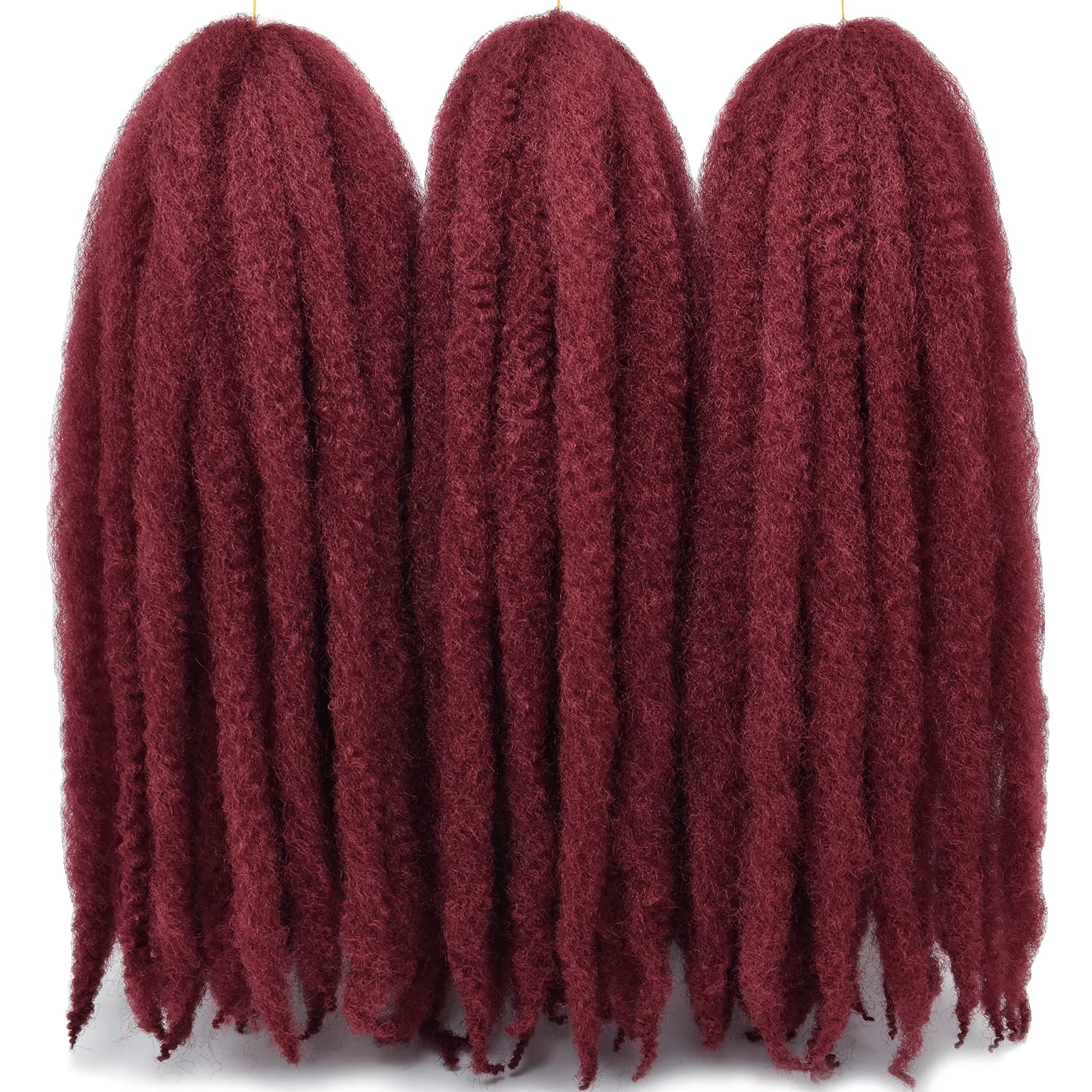 Ms.Priceless 24 Inch Marley Hair Marley Twist Braiding Hair for Faux Locs for Butterfly Locs Long Afro Cuban Twist Crochet hair for Black Woman (#Burgundy, 3Packs-24 Inch)