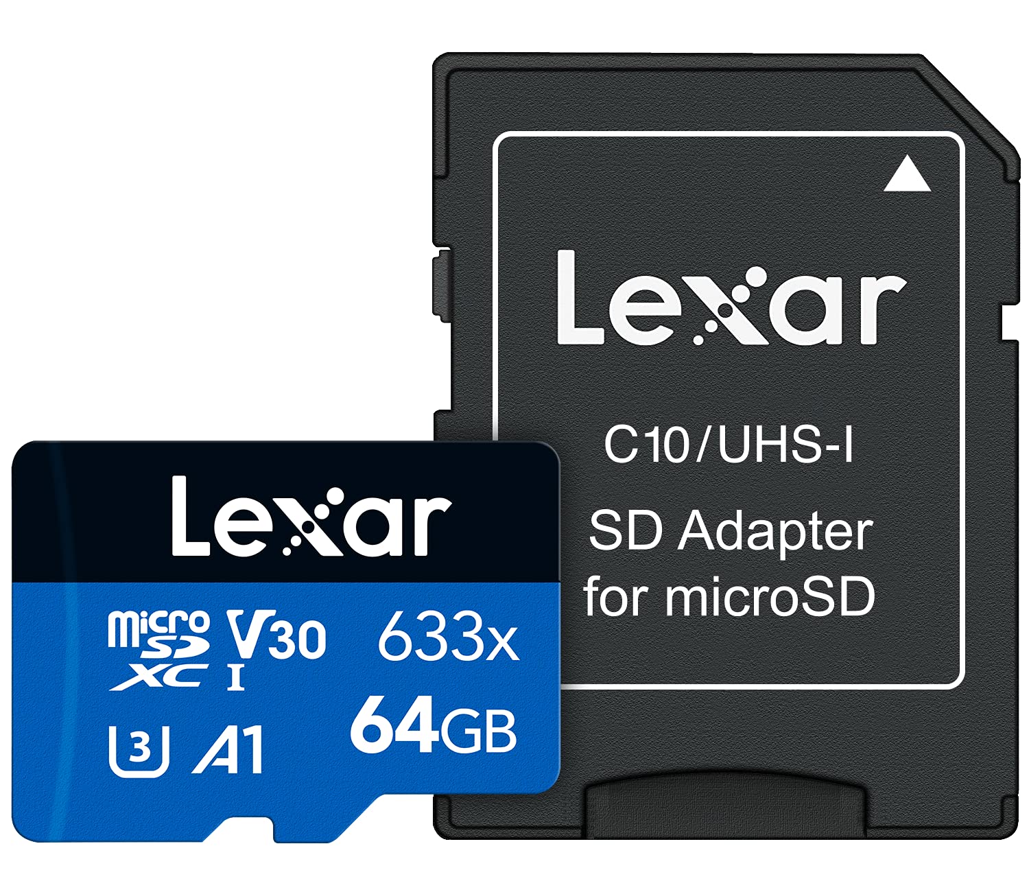 Lexar High-Performance 633x 64GB Micro SD Card, microSDXC UHS-I Card w/SD Adapter, Up to 100MB/s Read, TF Card for Smartphones, Tablets, and Action Cameras (LSDMI64GBBEU633A)