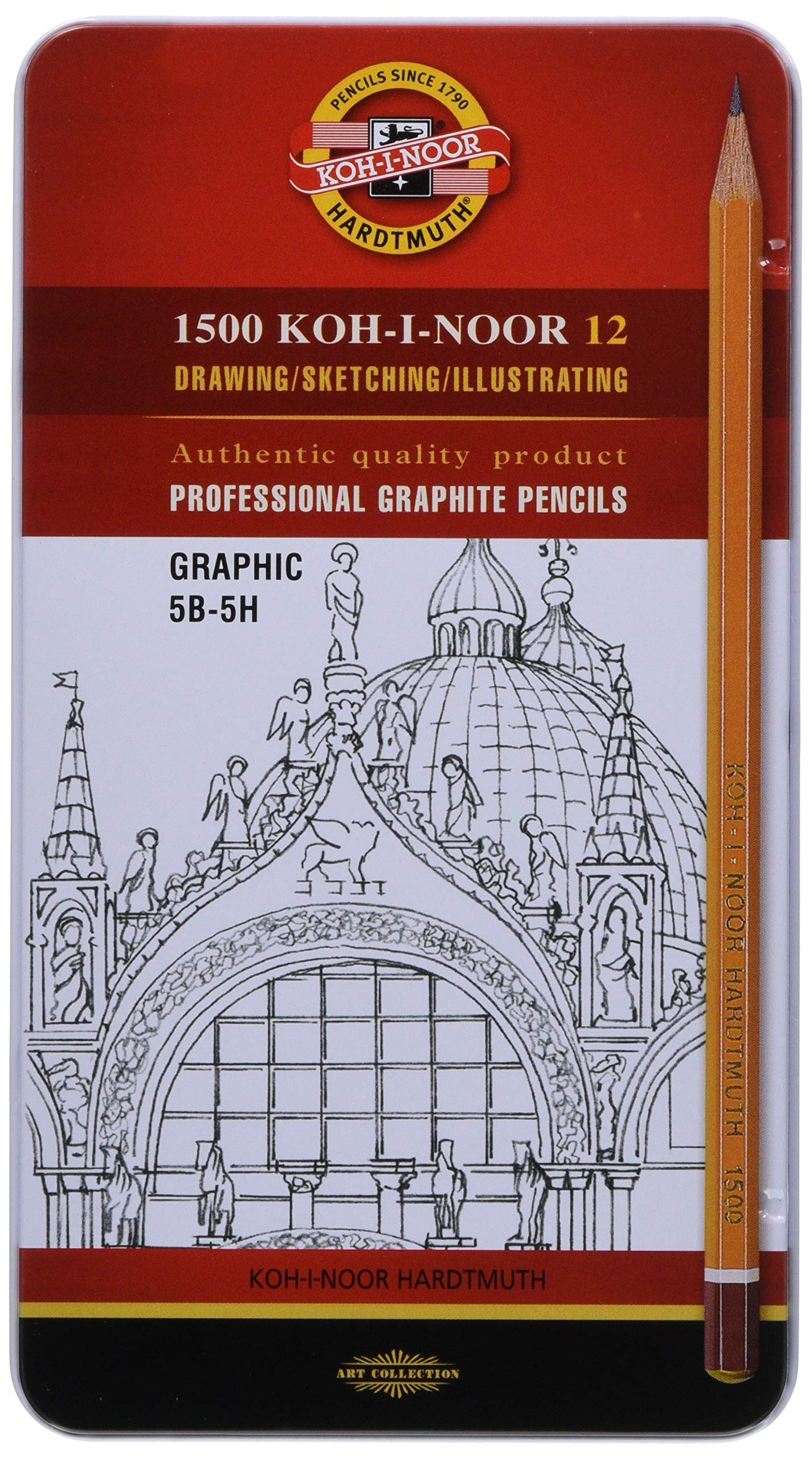 Koh-I-Noor 1502/ 111 Medium Graphic Set Grades 5B 5H, Black