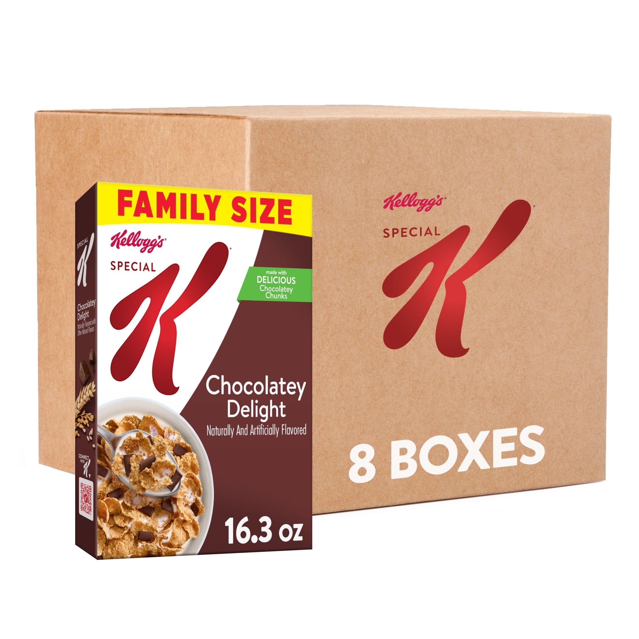 Kellogg's Special K Breakfast Cereal, Fiber Cereal, Family Breakfast, Family Size, Chocolatey Delight (8 Boxes)