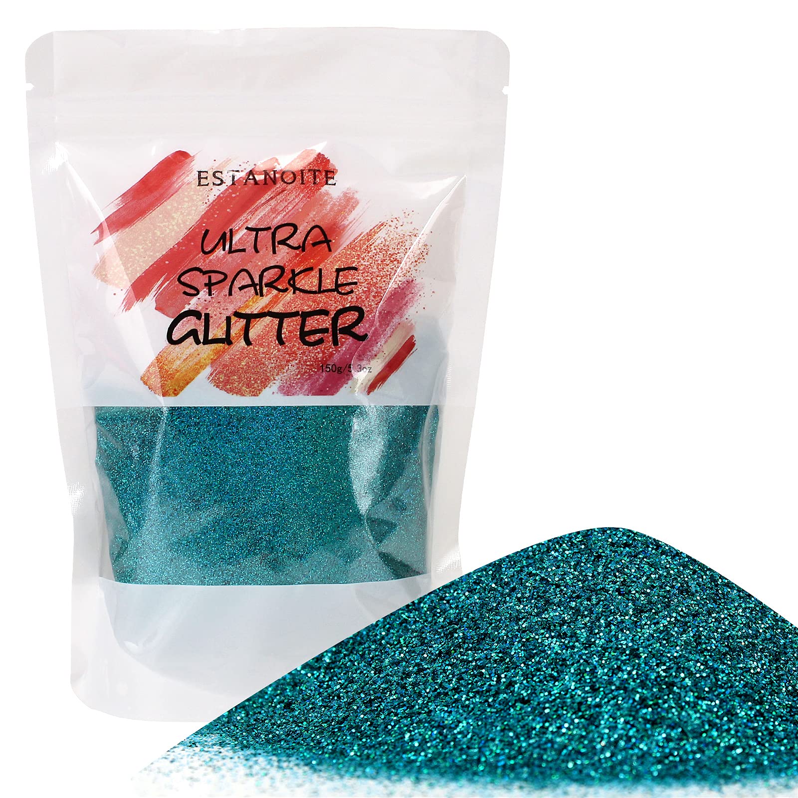 Holographic Glitter Powder, 150g Multi Purpose Dust Powder for Arts & Crafts, Ultra Fine Glitter for Nail Decoration Weddings Flowers Face Eye Body Nails Skin Hair Festival (Teal Blue)