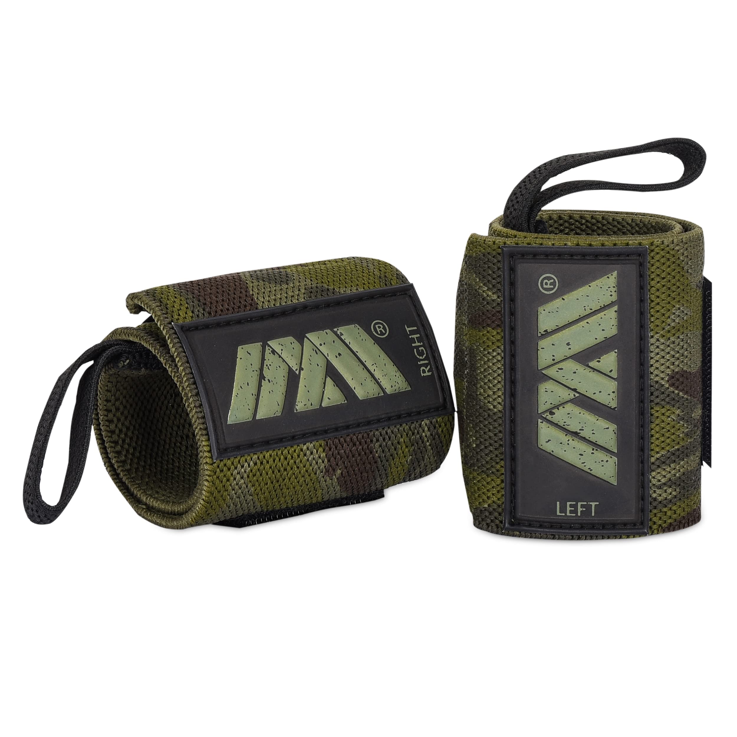 MAAZ FITNESS Power Weight Lifting Wrist Wraps Supports Gym Training Fist Straps - Sold as Pair & One Size Fits AlL (black and grey camo)