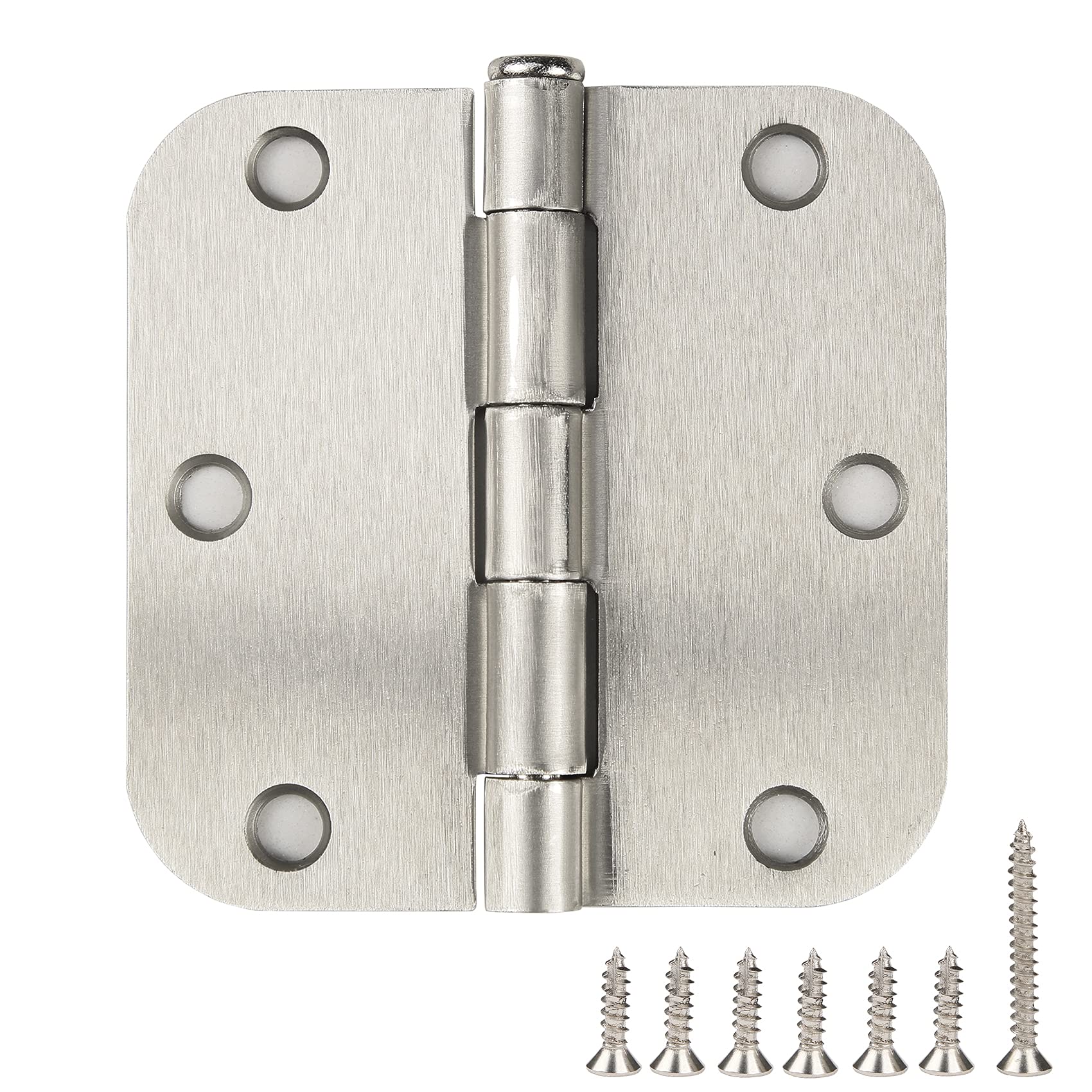 48 Pack Brushed Nickel Door Hinges Satin Nickel 3.5 x 3.5 Inch,3 1/2" Interior Door Hinges Rounded 5/8" Radius Corners 3 ½"x 3 ½" Silver Iron Bifold Residential Hinges for Doors Hardware Controls