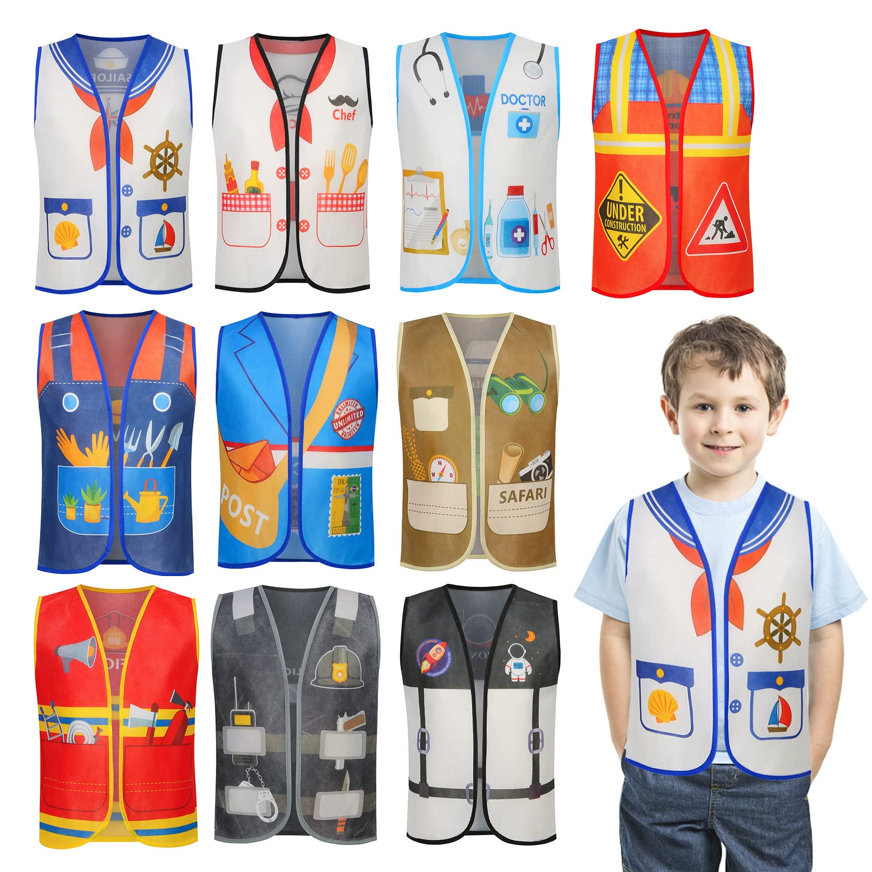 Community Helpers Dress Up for Kids Preschool Dress Up Clothes Kids Smock Vest Career Day Costumes Vest for Kids Dress Up