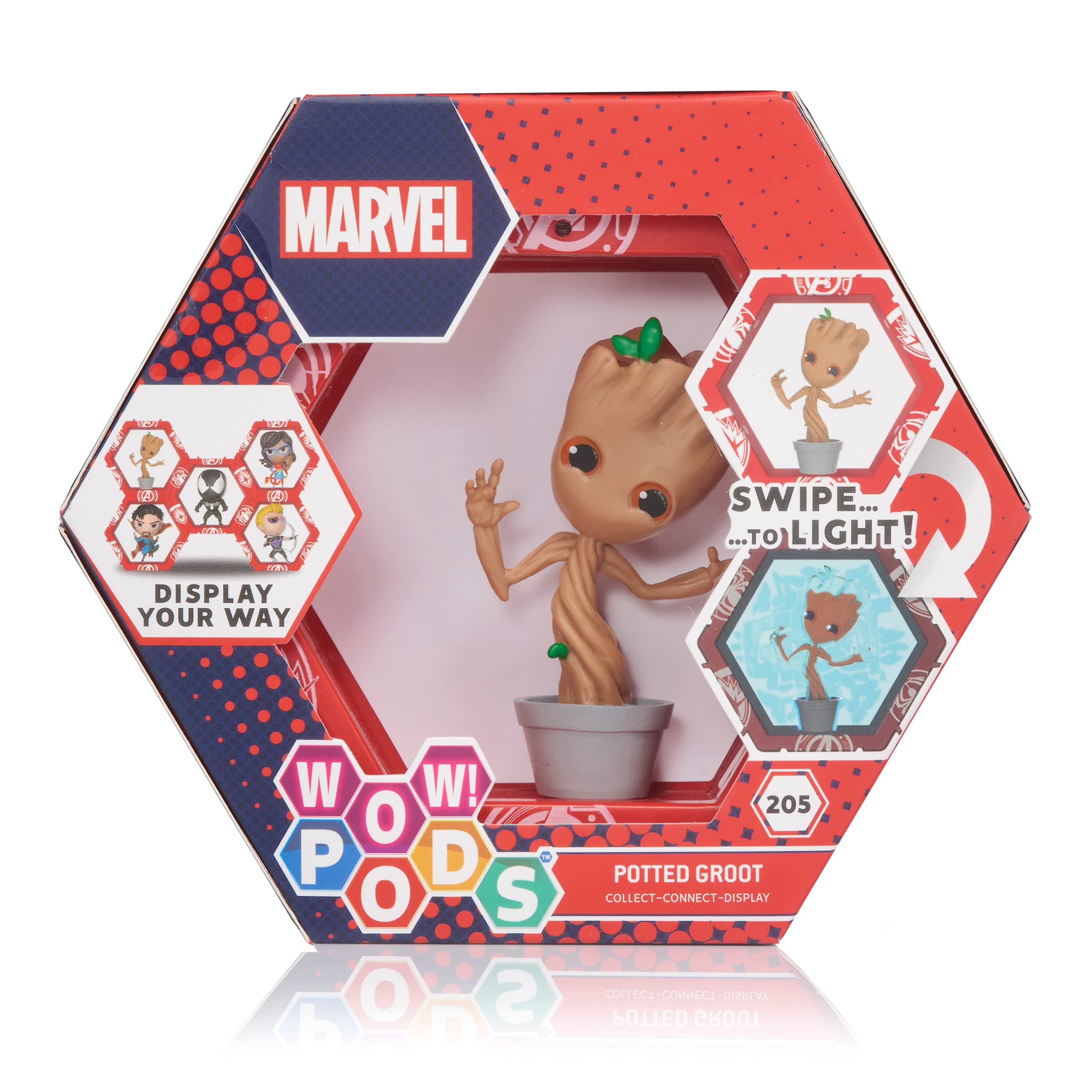 WOW! PODSMarvel Avengers Collection - Potted Groot | Superhero Light-Up Bobble-Head Figure | Official Marvel Collectable Toys & Gifts | Number 205 in Series, Beige