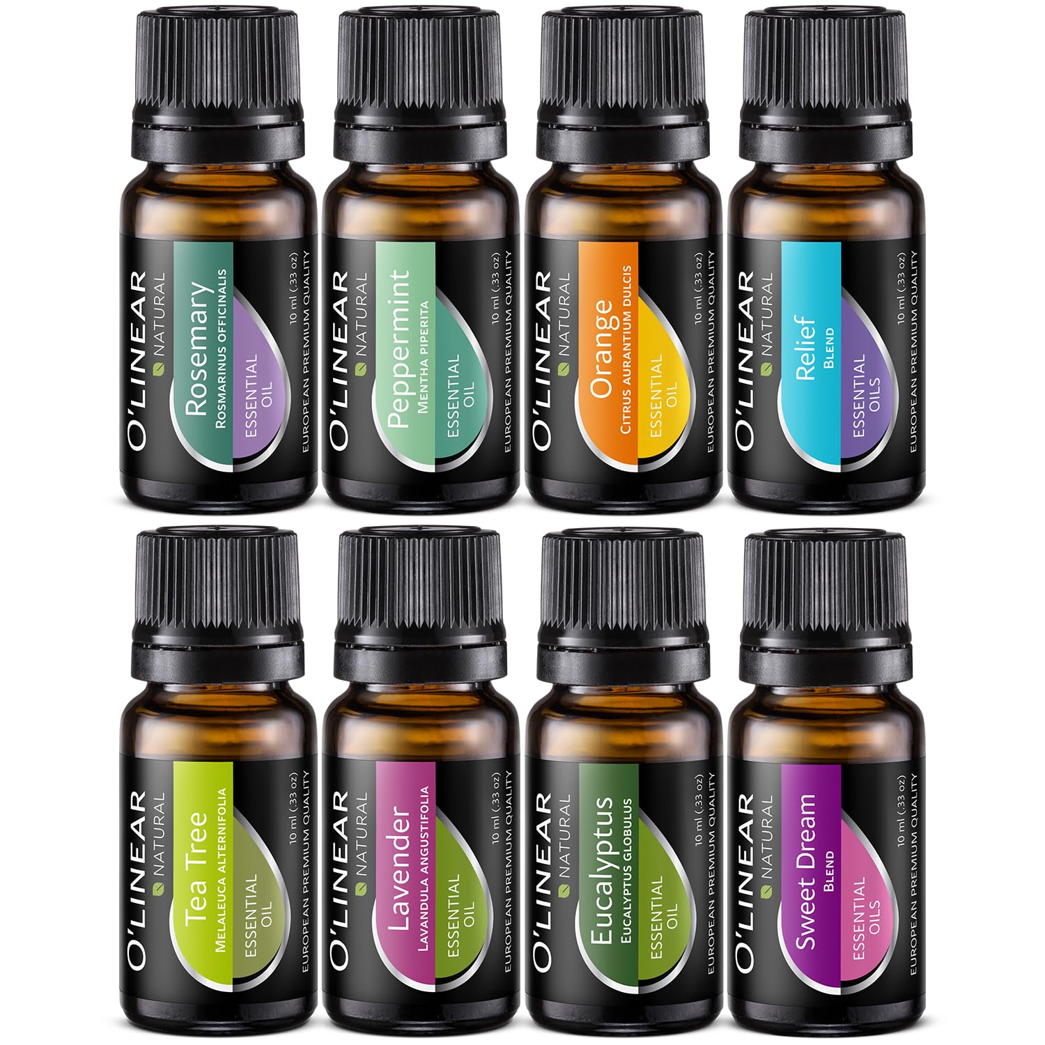 Top 8 Essential Oils Set for Diffuser for Home Aromatherapy Kit with Lavender, Peppermint, Eucalyptus, Tea Tree, Rosemary, Orange, Relief and Sweet Dreams Blends for Humidifiers Natural Pack