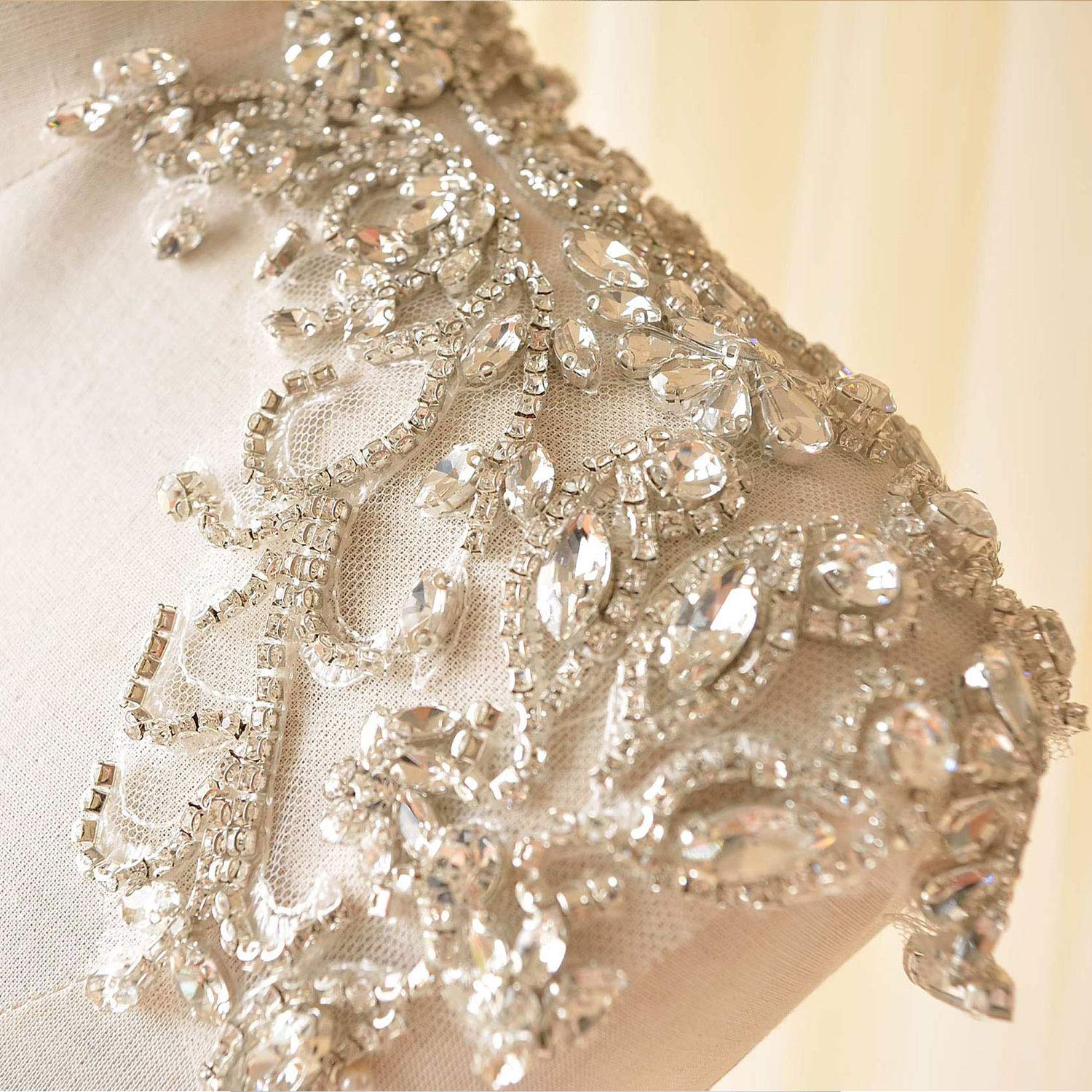 Mirror Pair Rhinestone Shoulder Applique Bridal Dress Shoulder Embellishment Crystal Patch