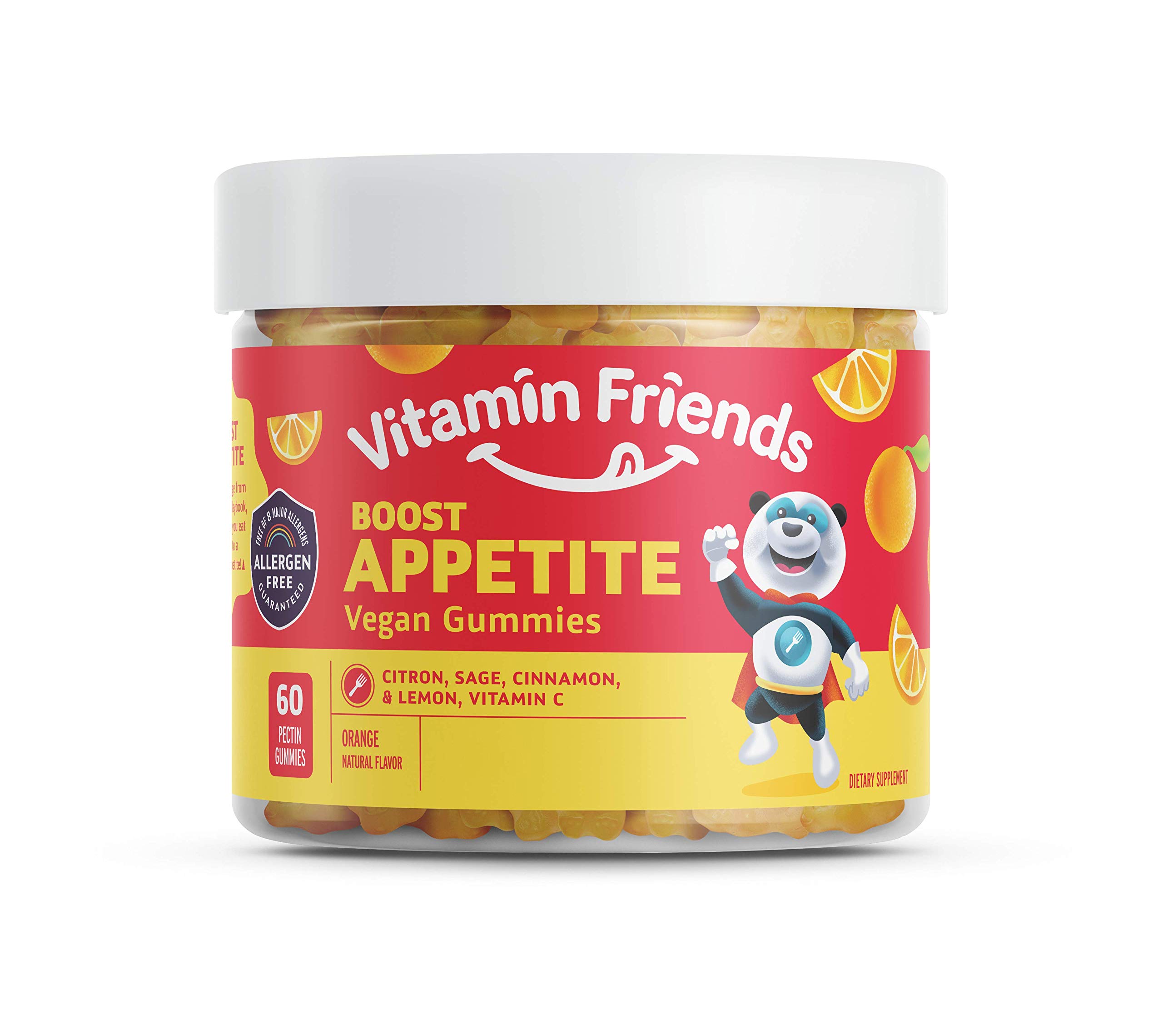 Vitamin Friends - Natural and Vegan Appetite Stimulant Gummies for Children- Zero Allergen Kids Vitamins - Orange Flavor (60 Gummies)