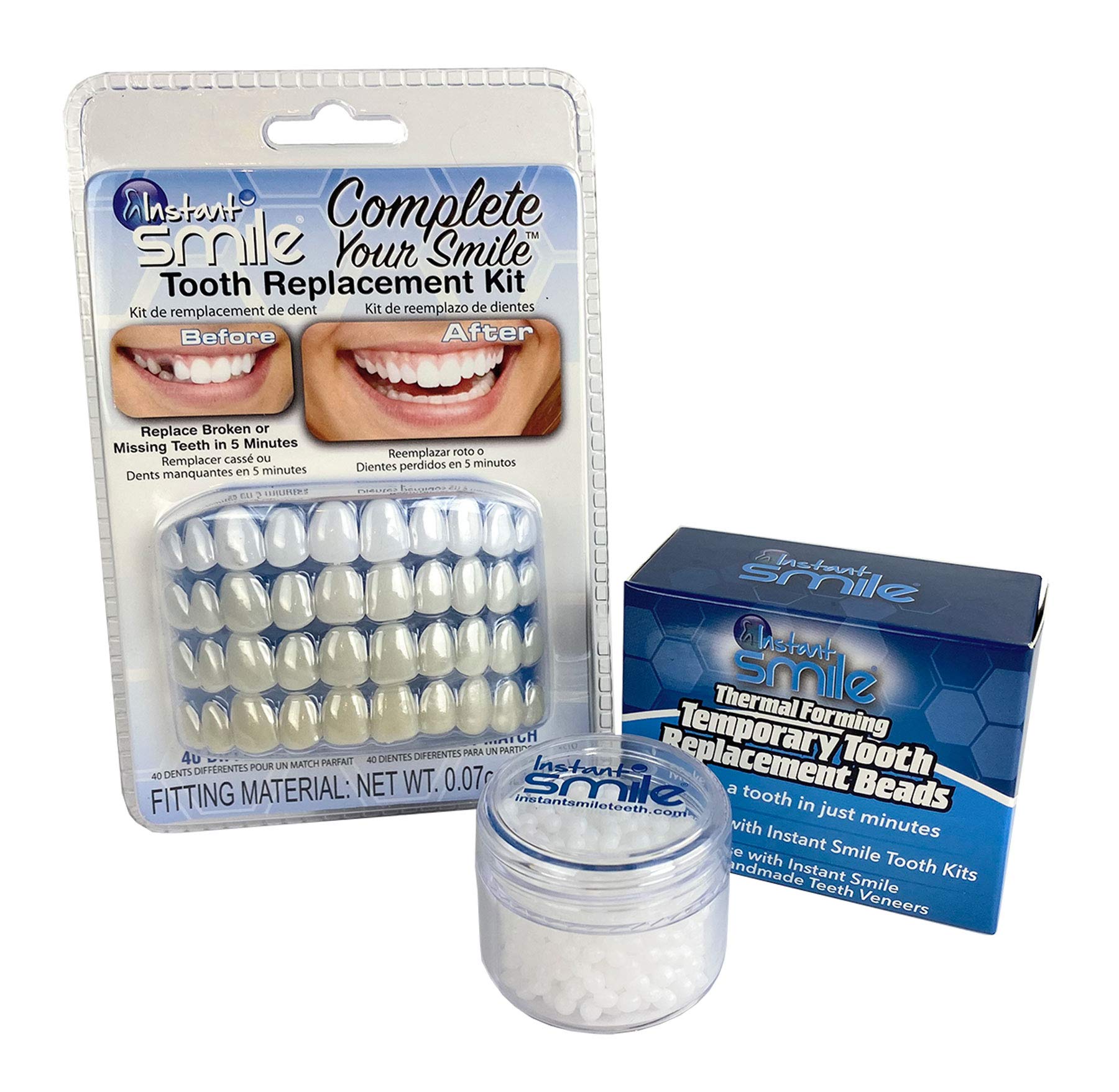 Complete Your Smile Tooth Replacement Kit DELUXE PACK - Includes Patented Complete Your Smile Tooth Replacement Kit and Jar of Instant Smile Replacement Beads