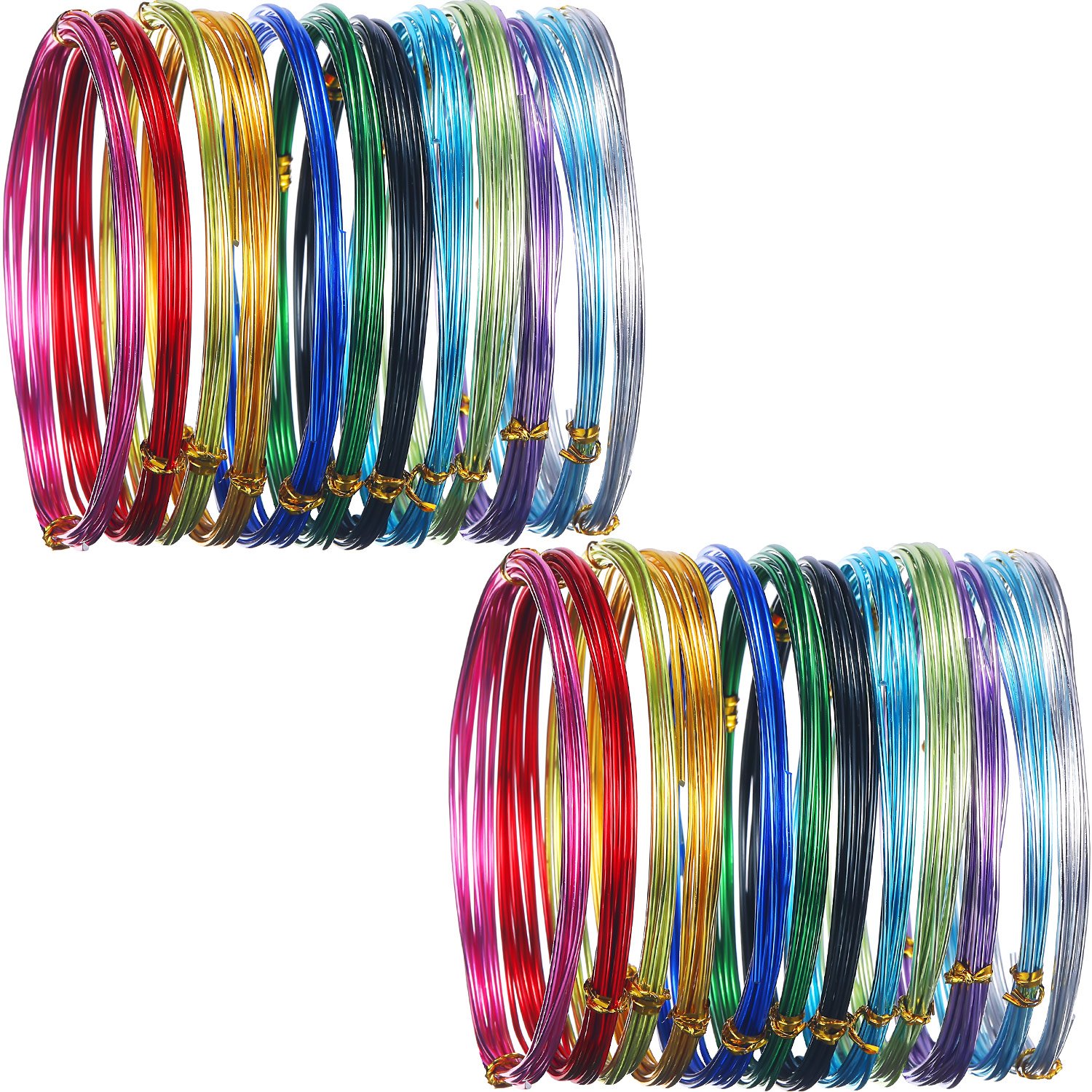 Hestya 24 Rolls Multi-Colored Aluminum Craft Wire, Flexible Metal for Art Creation and Jewelry Ornaments, 15 Gauge and 20 Gauge