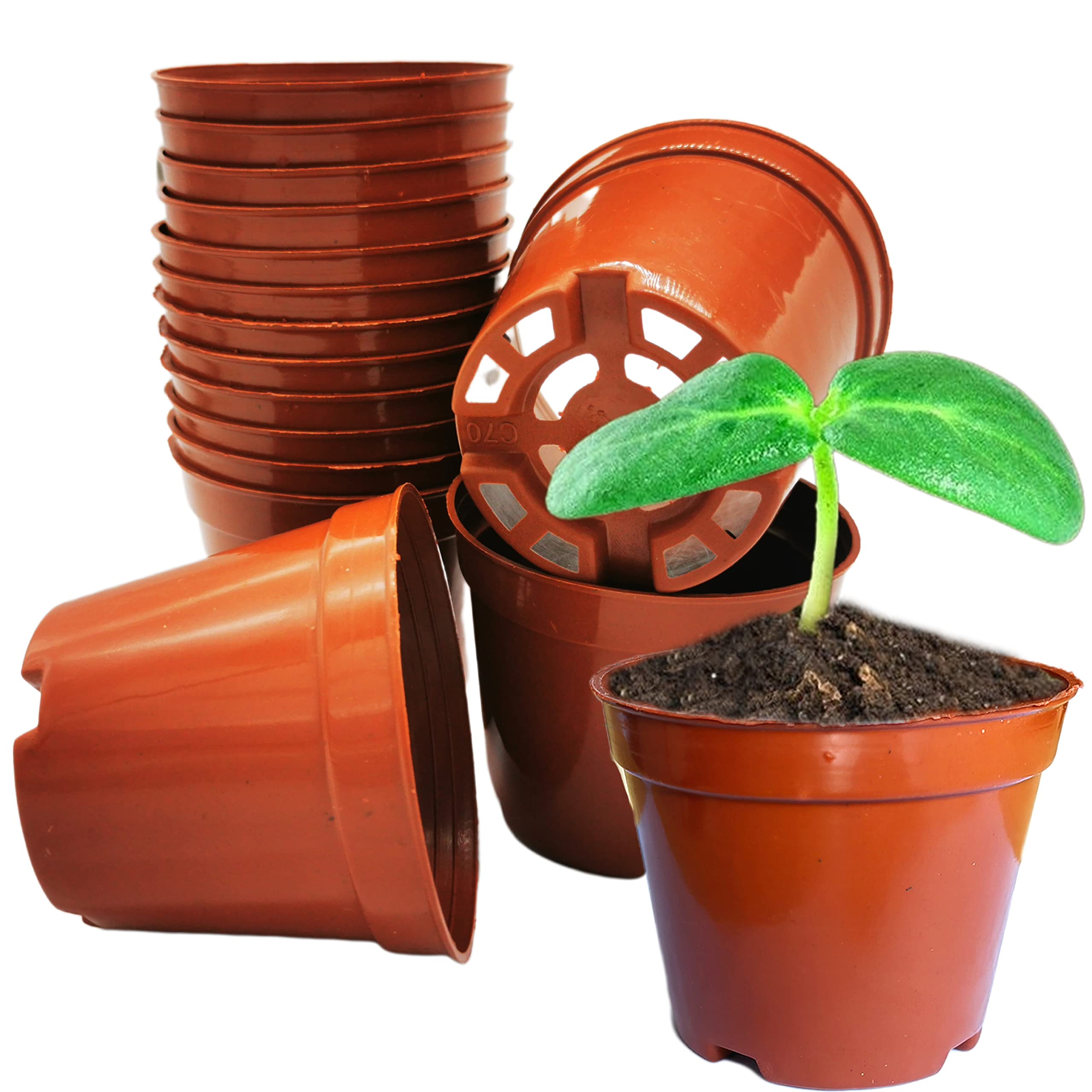 Garden Pots, KKSTY 15PCS Plastic Plant/Flower Pots, Seed Seedling Nursery Pots for Gardener (10.7cm)