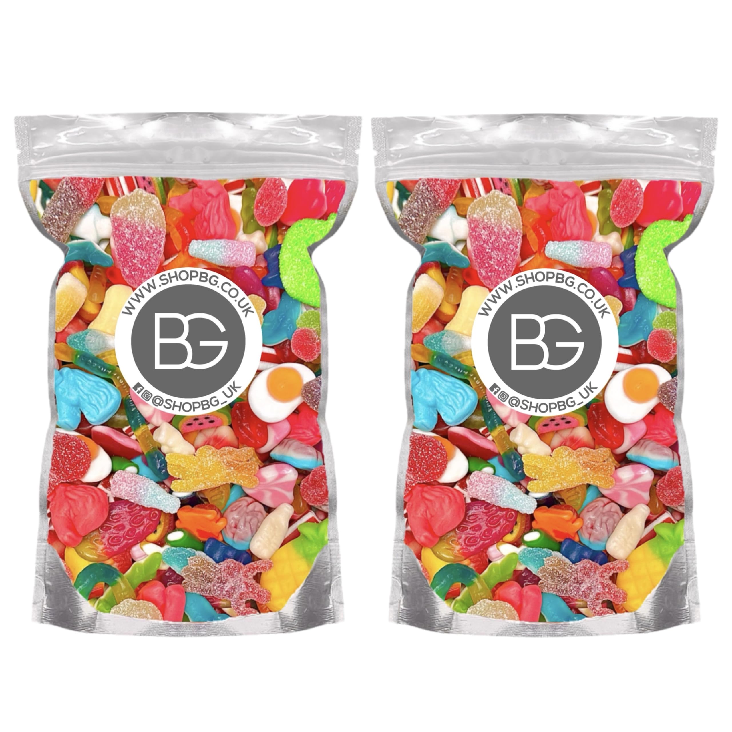 BG Pick & Mix Sweets - Sweeties Retro Candy Bundle Deal 2x Pouches - Mixed Sweets 800g