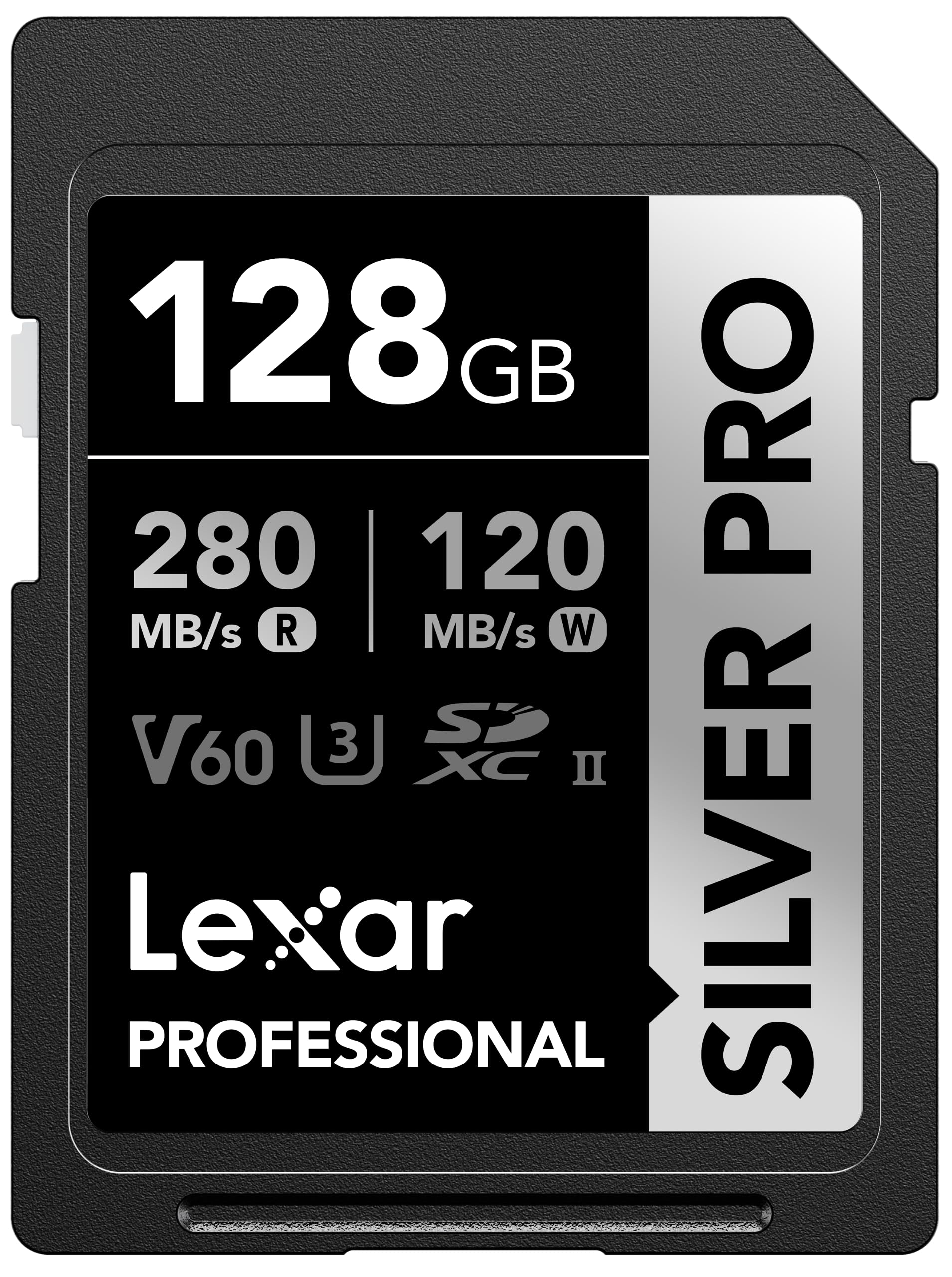 LexarProfessional 128GB Silver PRO SDXC UHS-II Memory Card, C10, U3, V60, Full-HD & 4K Video, Up to 280MB/s Read, for Professional Photographer, Videographer, Enthusiast (LSDSIPR128G-BNNNU)