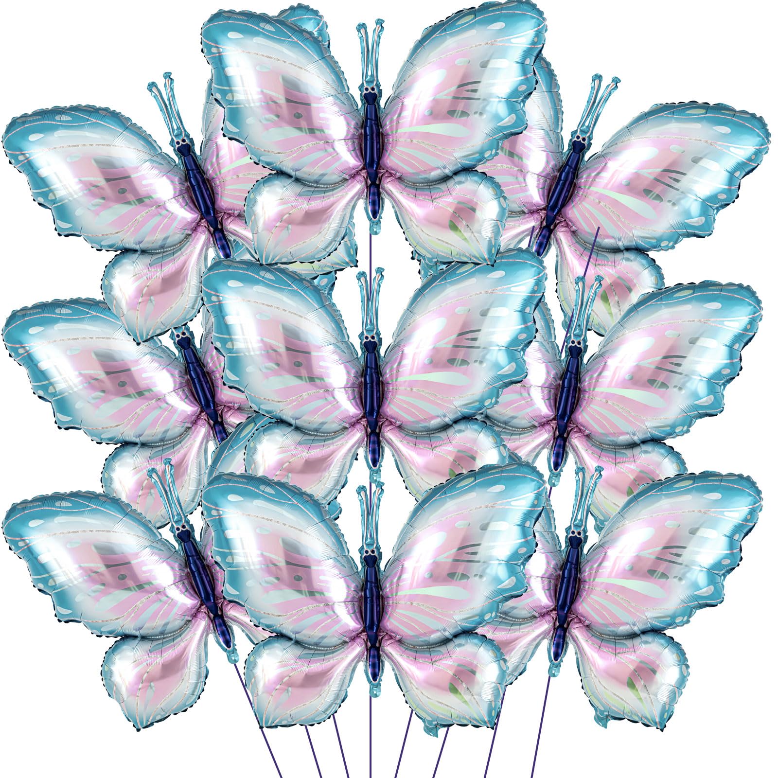 Poen12 Pcs 40 Inch Butterfly Balloon Butterfly Foil Balloon Colorful Party Balloons Giant Butterfly Birthday Decorations for Butterfly Theme Birthday Party Wedding Supplies(Blue Pink Gradient)