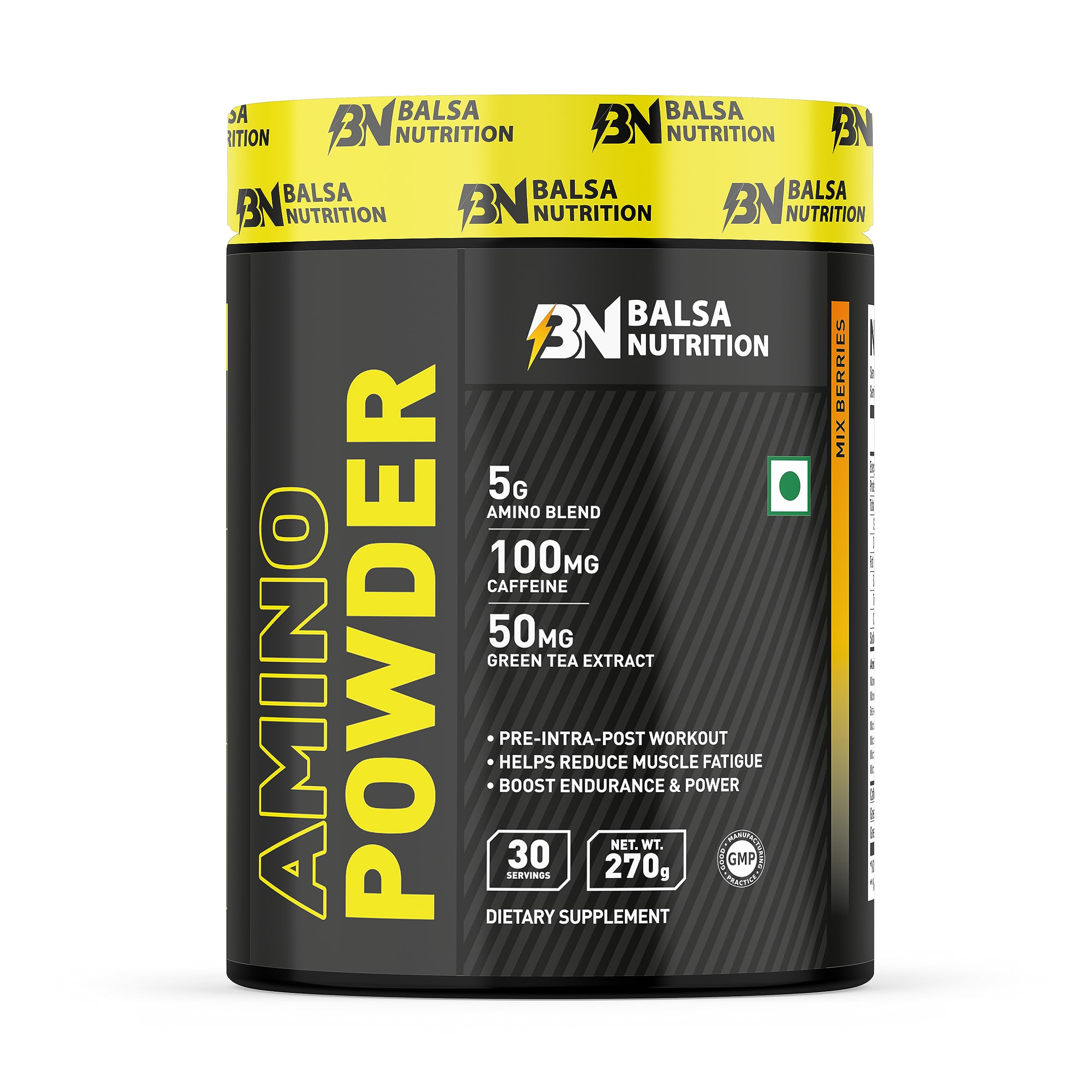 Balsa Nutrition Amino Powder- 270g, 30 Serving (Mixed Berry) | Essential Amino Acid For Muscle Tissue & Endurance, Boost Energy & Immune, Performance & Workout Recovery | Non- GMO